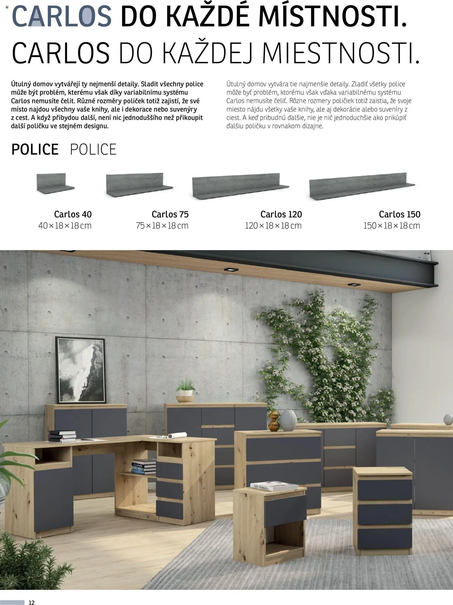 ASKO nábytek leták - Variabilní program Carlos od 01.01.2026 | Strana: 12 | Produkty: Police, Dekorace