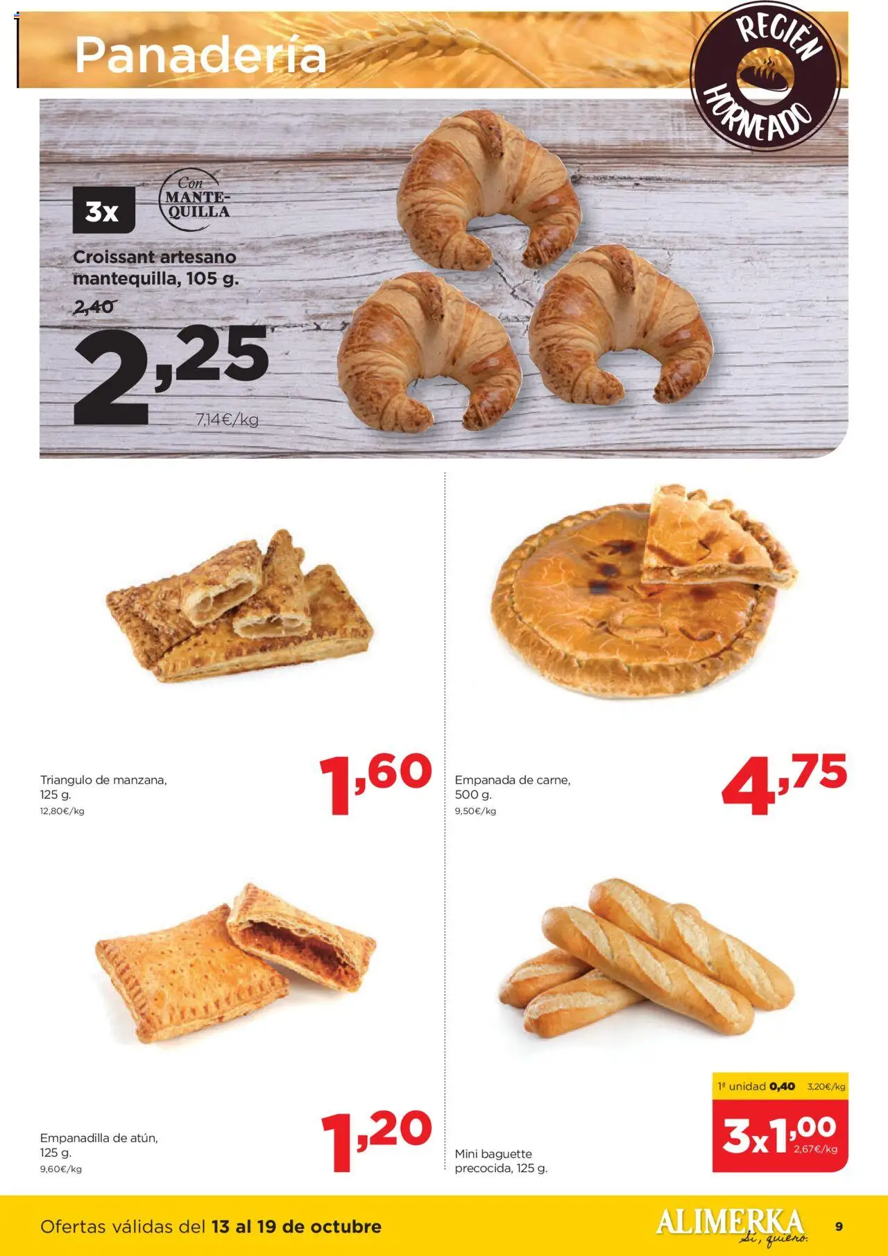 Alimerka folleto Castilla y León │ válido desde el 13.10.2025 | Página: 9 | Productos: Croissant, Panadería