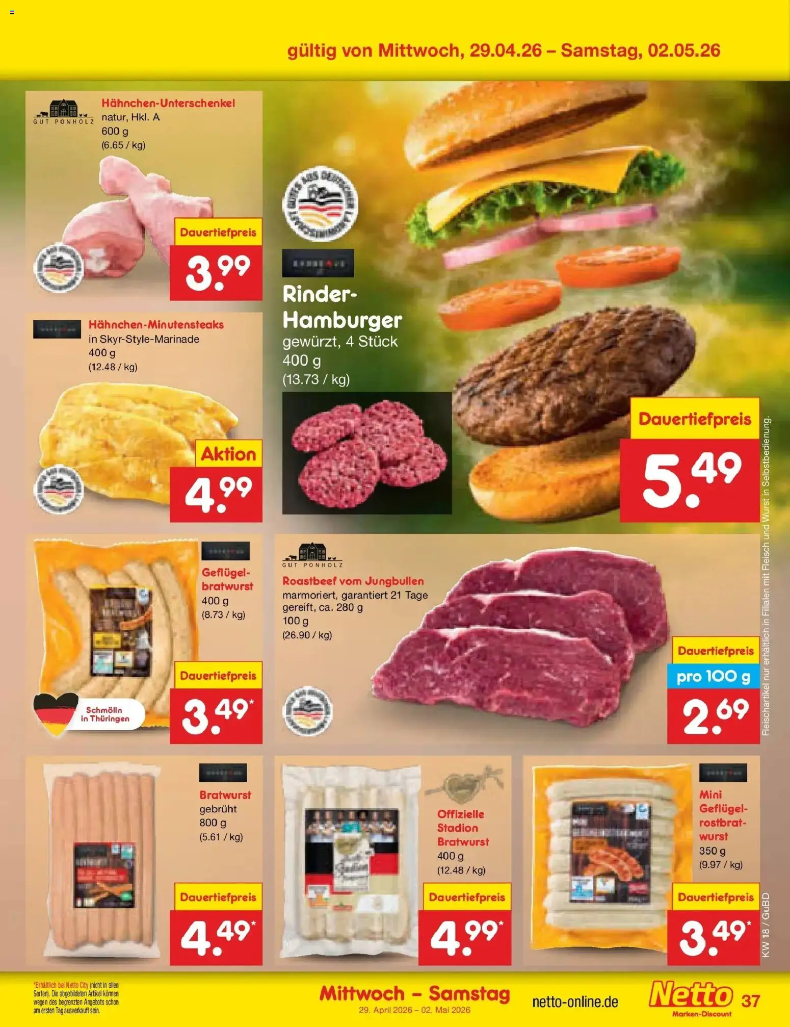 Netto Marken-Discount Prospekt Augustusburg	 – gültig ab 27.04.2026 | Seite: 55 | Produkte: Bratwurst, Roastbeef, Wurst, Fleisch