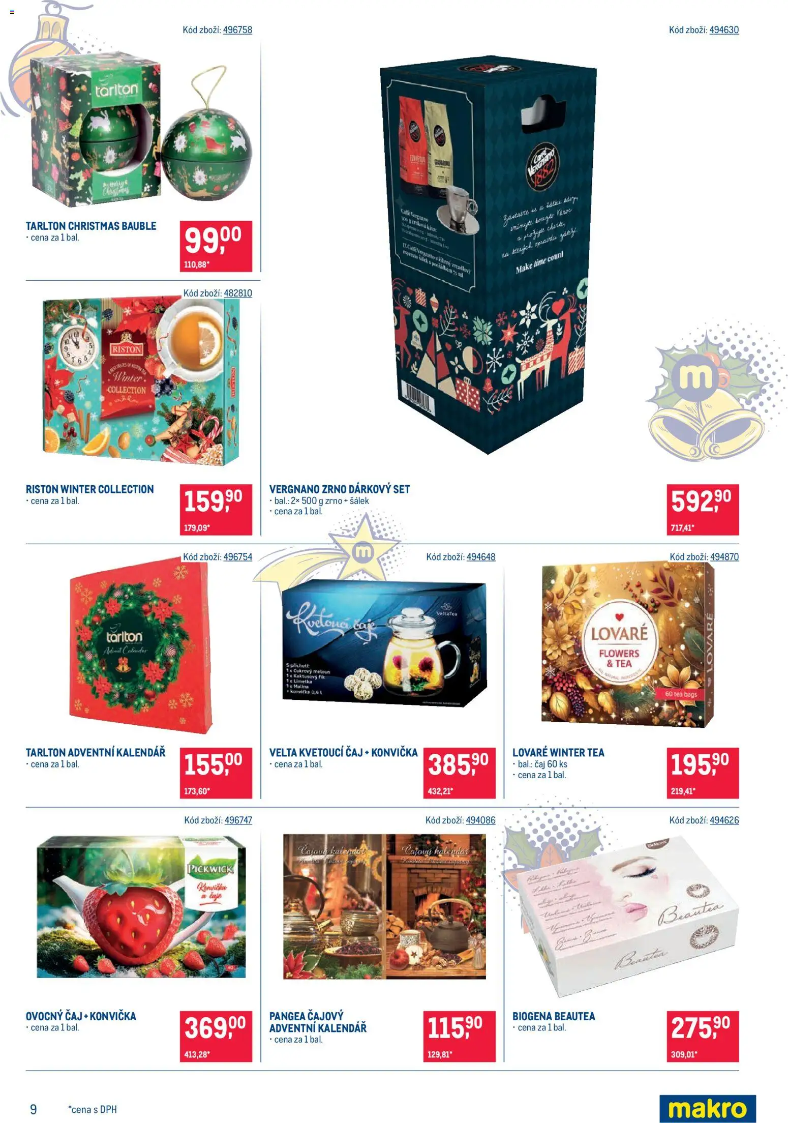 Makro leták - Dárkové balíčky od 22.10.2025 | Strana: 9 | Produkty: Meloun, Čaj, Adventní kalendář, Kalendář