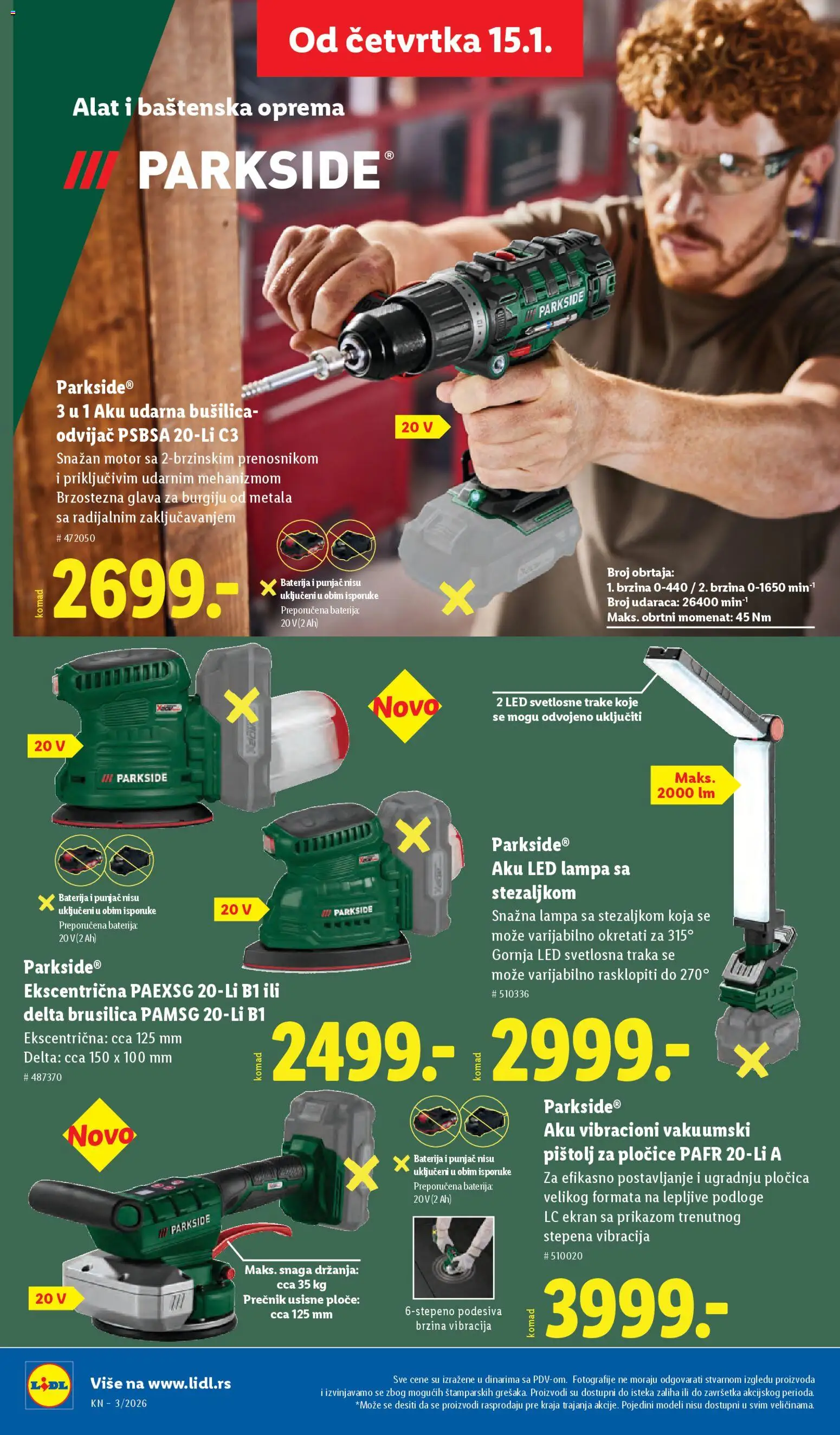 Lidl katalog - važi od 15.01.2026 | Strana: 48 | Proizvode: Parkside, Baterija, Lampa, Brusilica