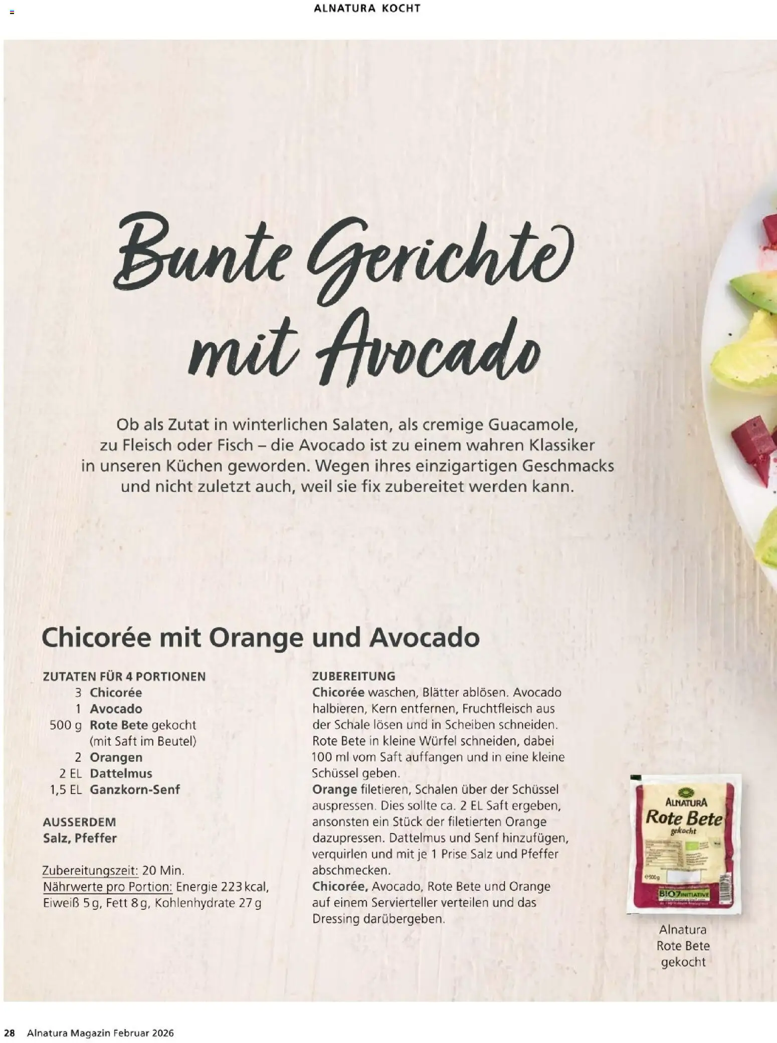 Alnatura Prospekt – gültig ab 01.02.2026 | Seite: 28 | Produkte: Avocado, Salz, Pfeffer, Fleisch
