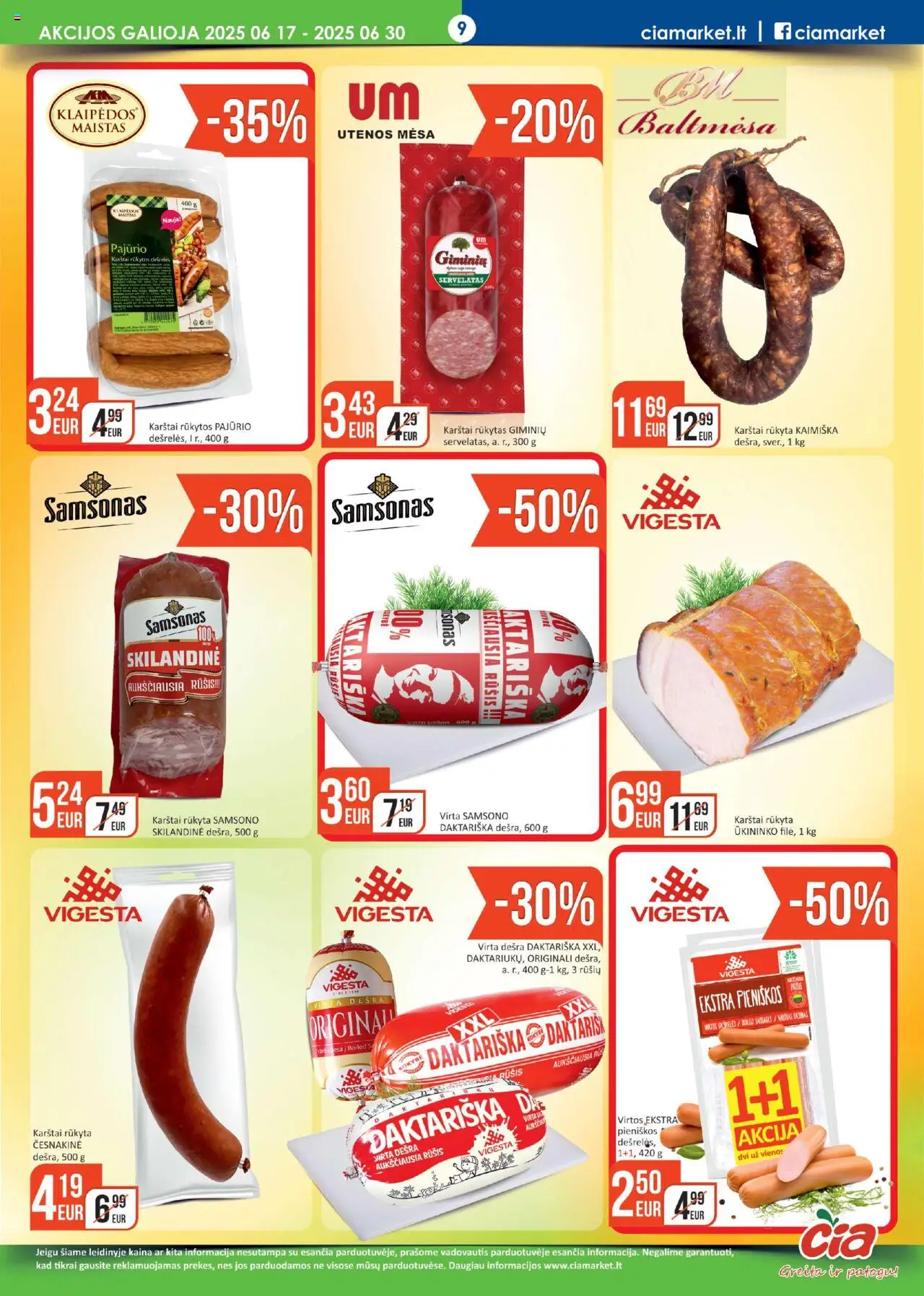 ČIA MARKET leidinys│galioja nuo 17.06.2025 | Puslapis: 9 | Prekių: Dešra