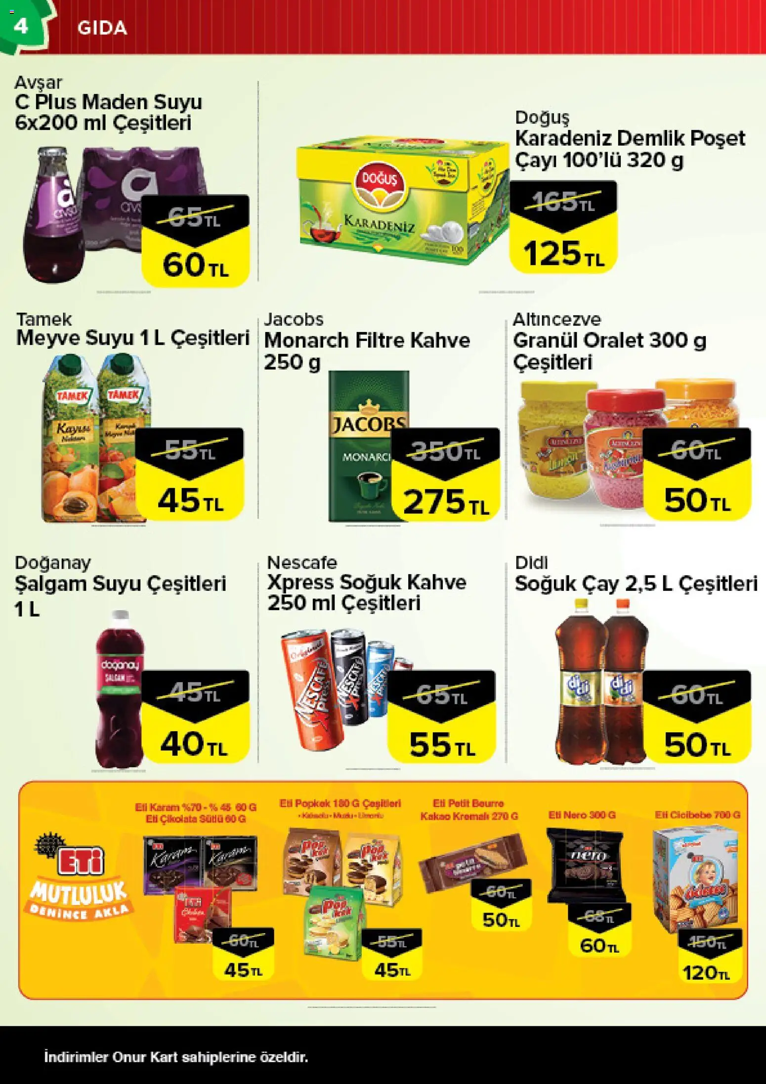 Onur Market Katalog - Bursa - 13.01.2026 tarihinden itibaren geçerlidir | Sayfa: 4 | Ürünler: Şalgam, Meyve, Kayısı, Maden suyu