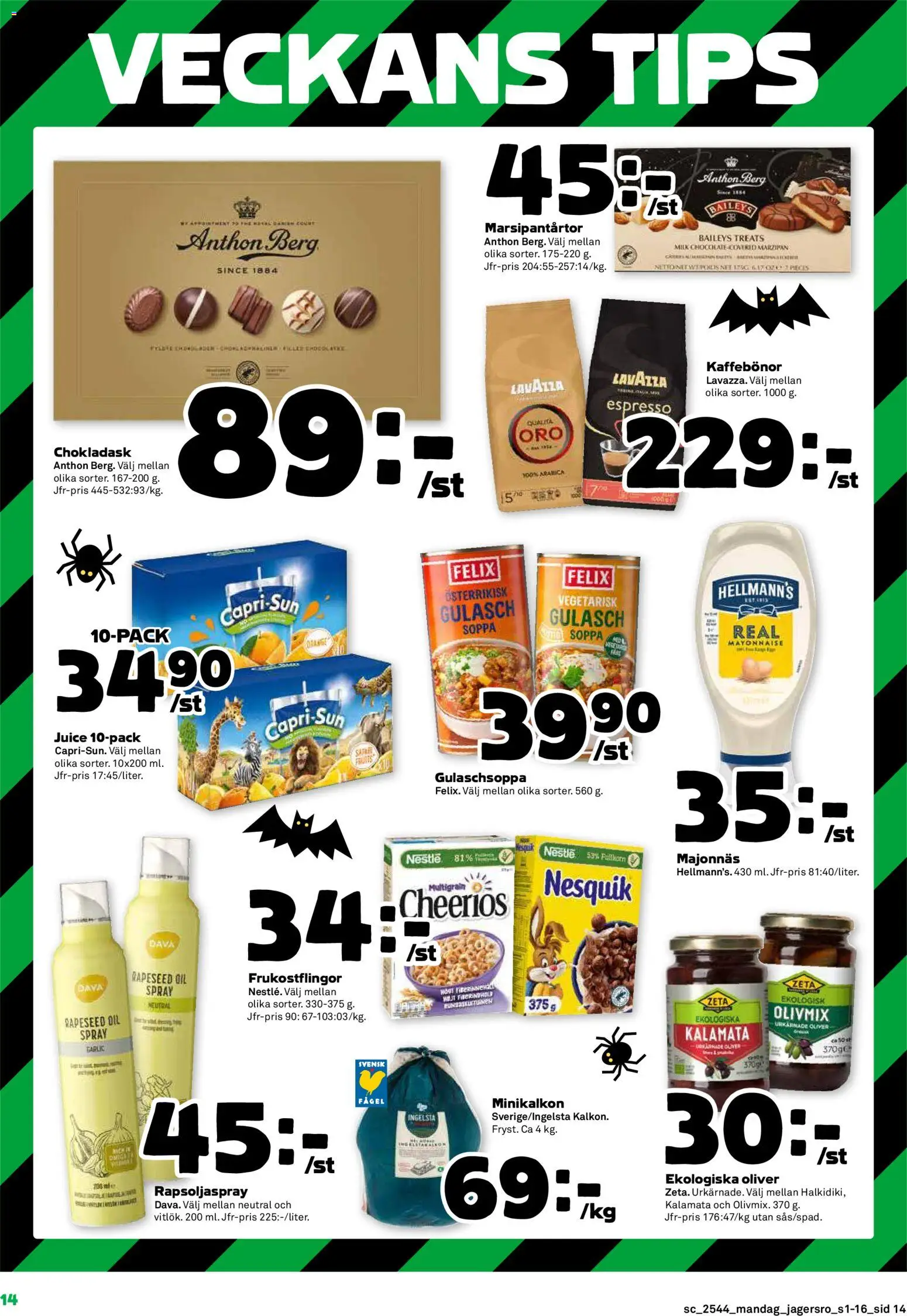 Coop Forum reklamblad aktuell från 27.10.2025 | Sida: 14 | Produkter: Oliver, Majonnäs, Juice, Soppa