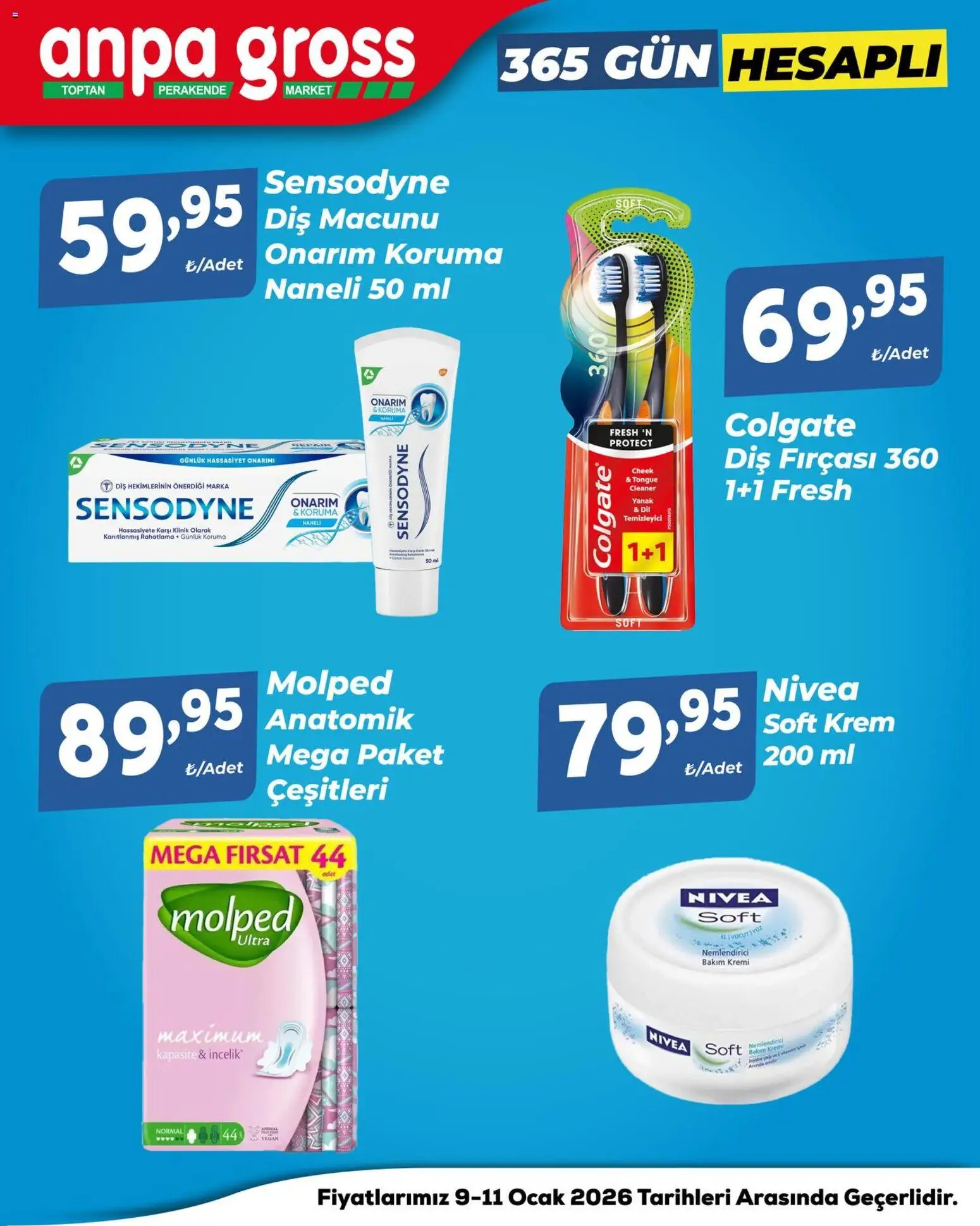 Anpa Gross İndirim - 09.01.2026 tarihinden itibaren geçerlidir | Sayfa: 7 | Ürünler: Krem, Diş macunu, Diş fırçası, Ocak