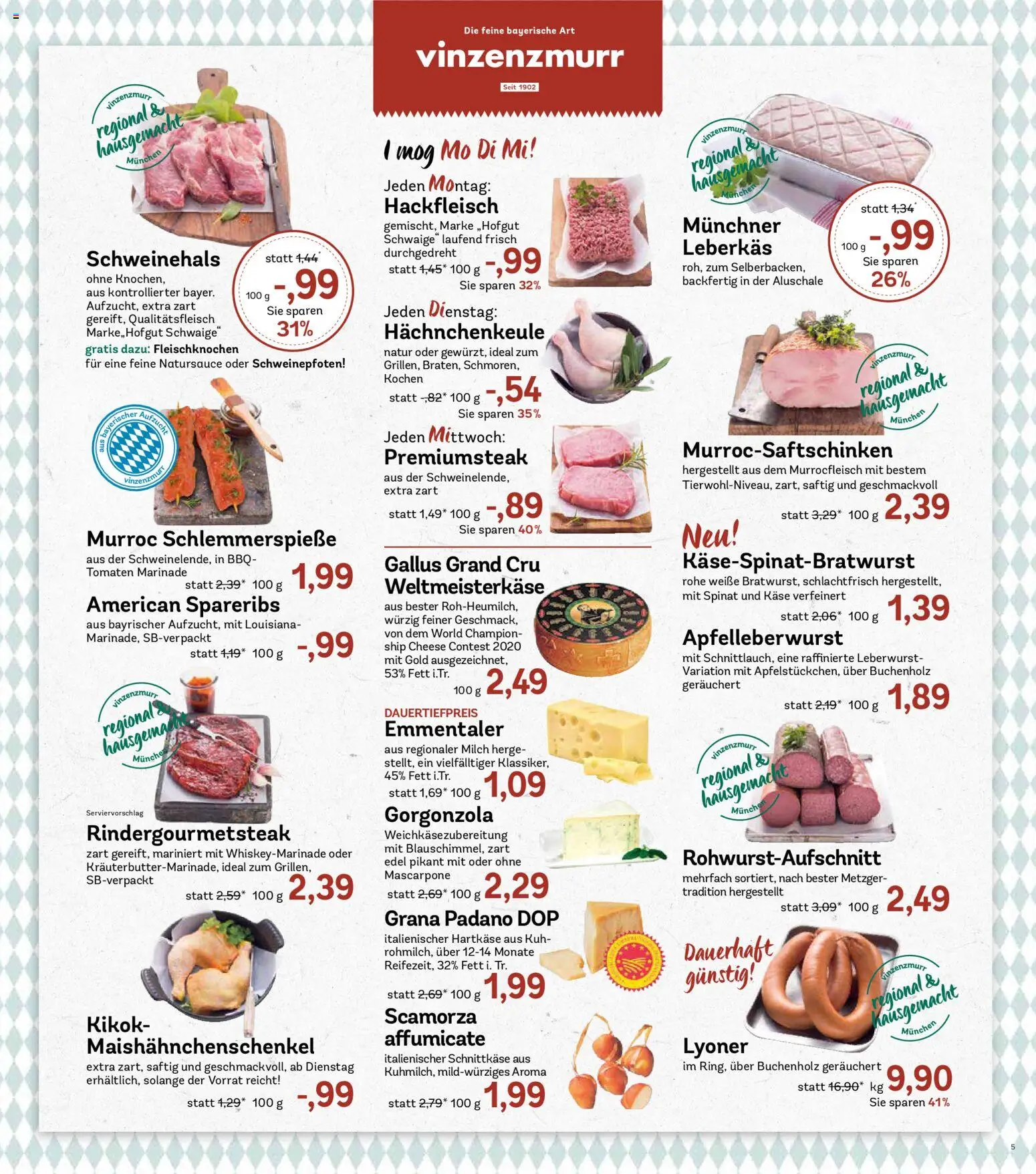 AEZ Prospekt 	 – gültig ab 20.04.2026 | Seite: 5 | Produkte: Milch, Käse, Mascarpone, Hackfleisch