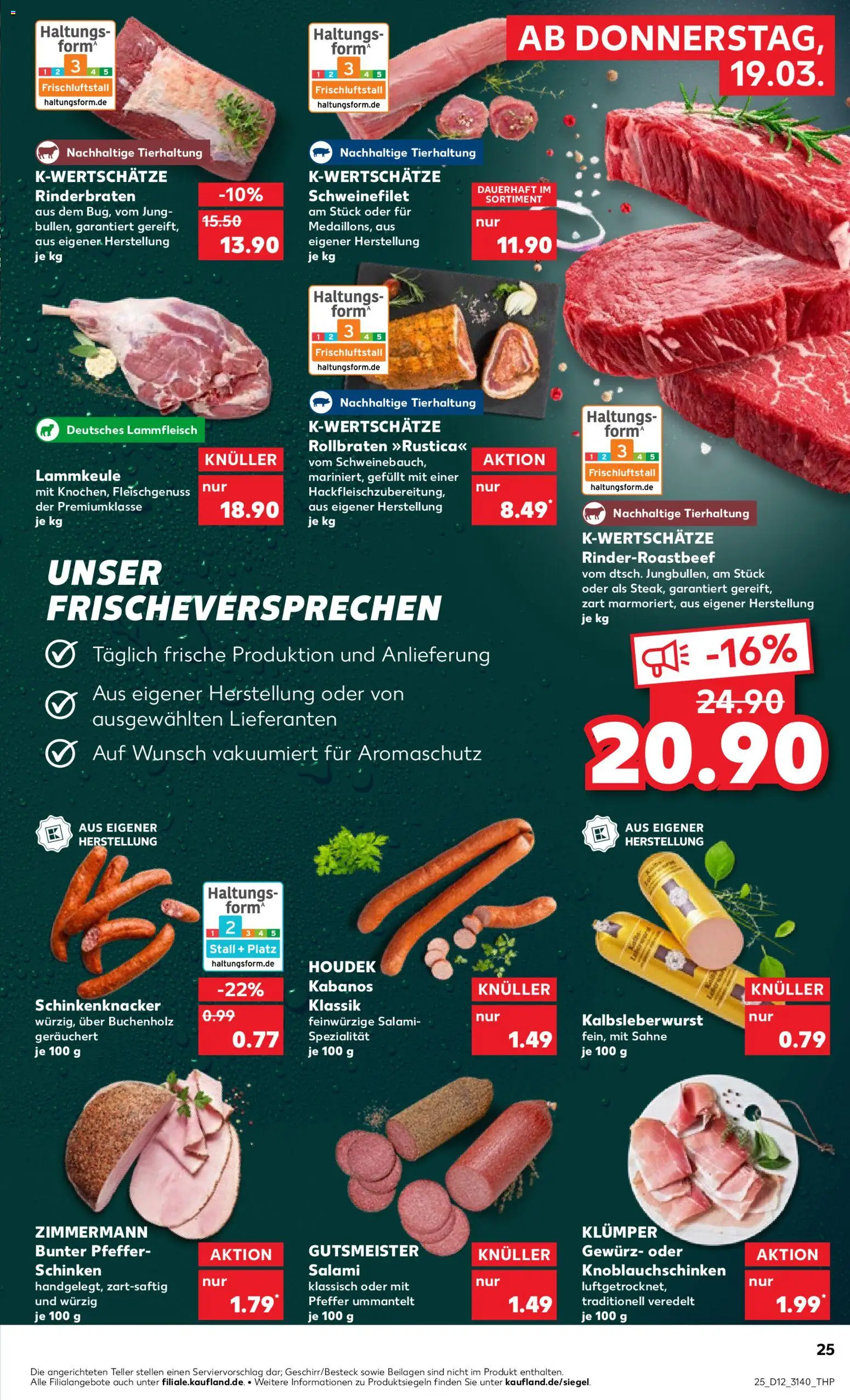 Kaufland Prospekt Leipzig	 – gültig ab 19.03.2026 | Seite: 25 | Produkte: Schweinefilet, Salami, Schinken, Sahne