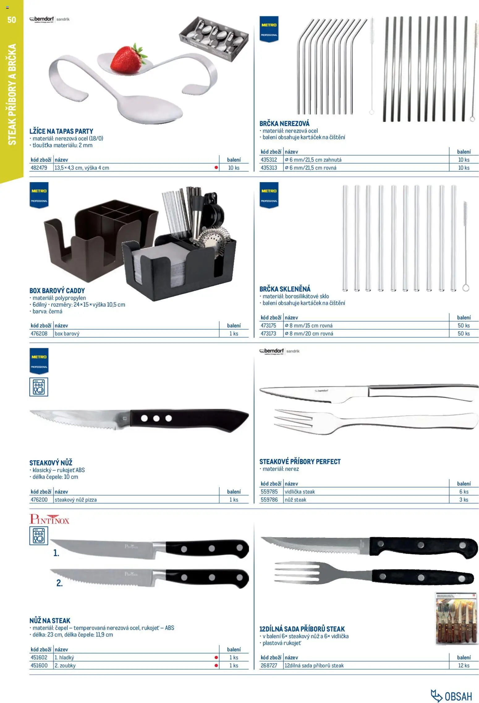 Makro leták - Gastro vybavení a zařízení od 01.02.2026 | Strana: 50 | Produkty: Vidlička, Tapas, Steak, Nůž