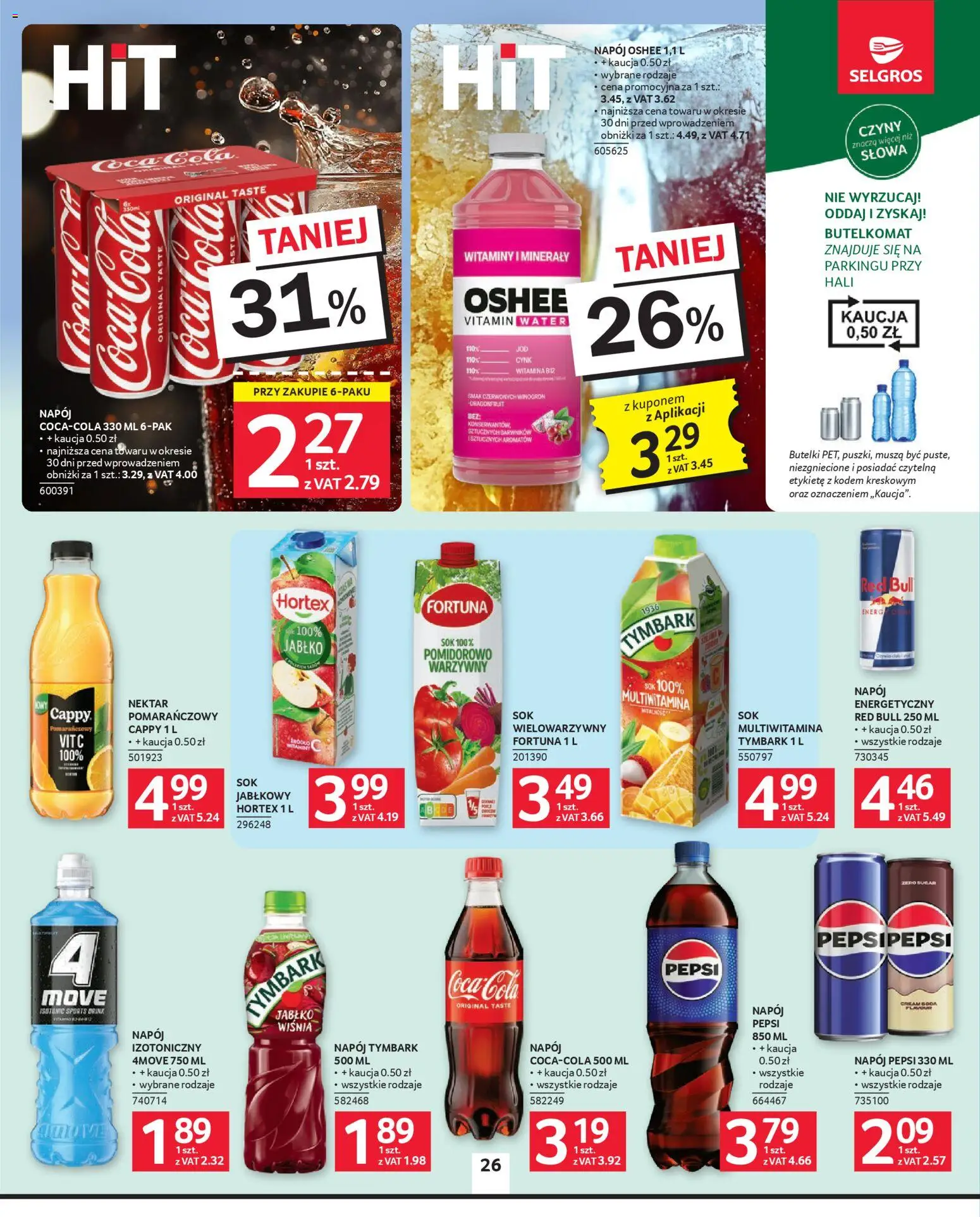 Selgros cash&carry gazetka od 09.04.2026 | Strona: 26 | Produkty: Red bull, Pepsi, Sok