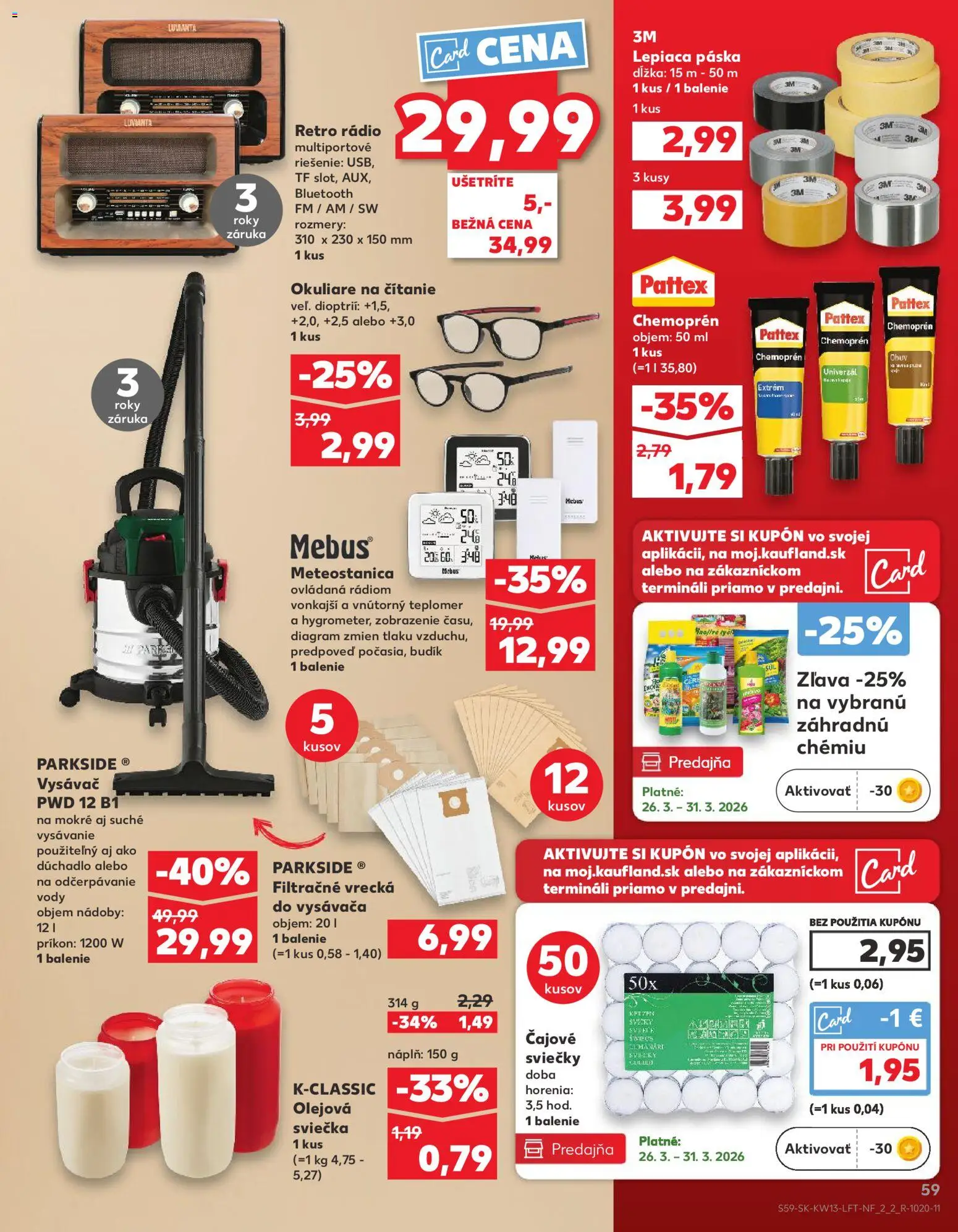 Nové Kaufland akcie – leták je platný od 26.03.2026 | Strana: 59 | Produkty: Teplomer, Parkside, Vysávač, Bluetooth