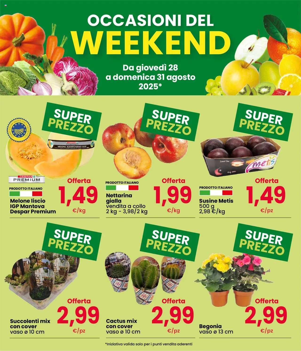 Volantino Despar del 28.08.2025 | Pagina: 2 | Prodotti: Melone, Susine, Cactus, Vaso