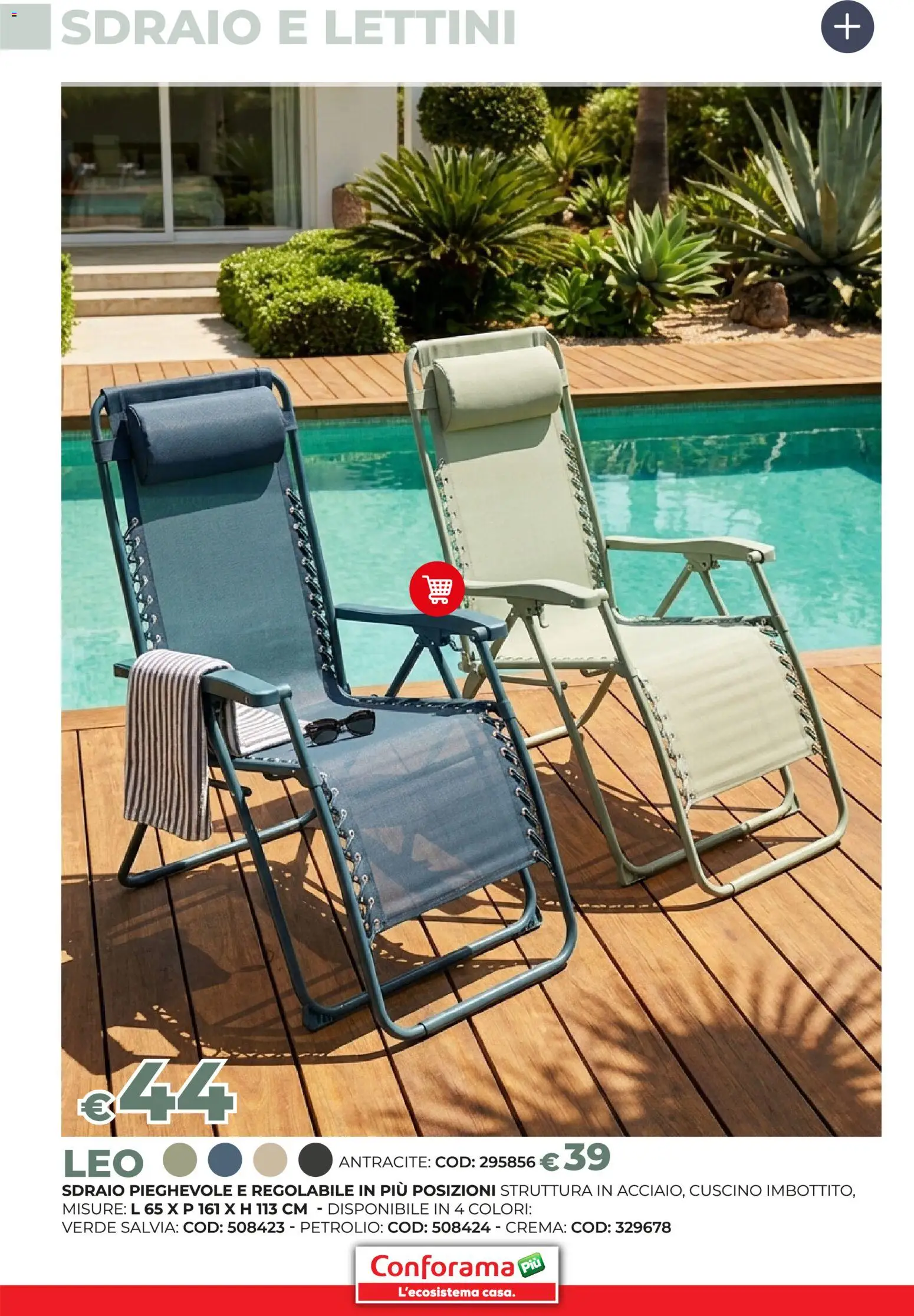 Volantino Conforama del 19.03.2026 | Pagina: 72 | Prodotti: Crema, Sdraio, Cuscino