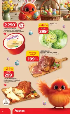 Auchan akciós újság - amely érvényes a következő dátumtól: 19.03.2026 | Oldal: 2 | Termékek: Jégsaláta, Kalács, Sajt