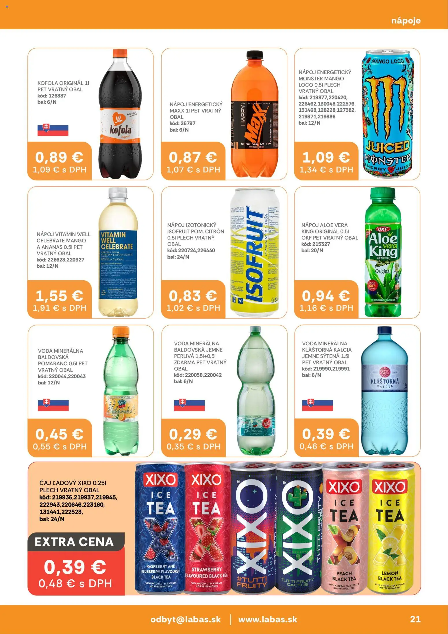 Nové Labaš akcie – leták je platný od 27.02.2026 | Strana: 21 | Produkty: Ananás, Minerálna voda, Mango, Baldovská
