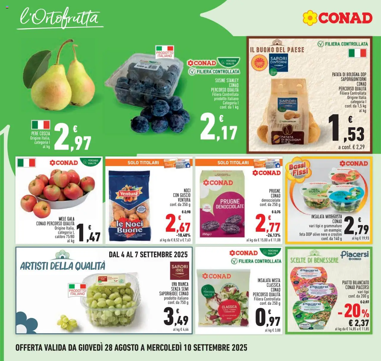 Volantino Conad del 28.08.2025 | Pagina: 8 | Prodotti: Mele, Noci, Crostini, Susine