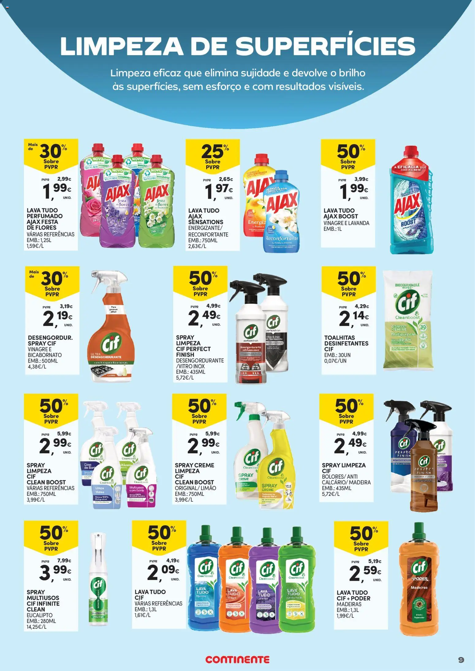 Continente - Açores Limpeza do Lar │ válido de 24.02.2026 | Página: 9 | Produtos: Bolo, Madeiras, Bicarbonato, Creme