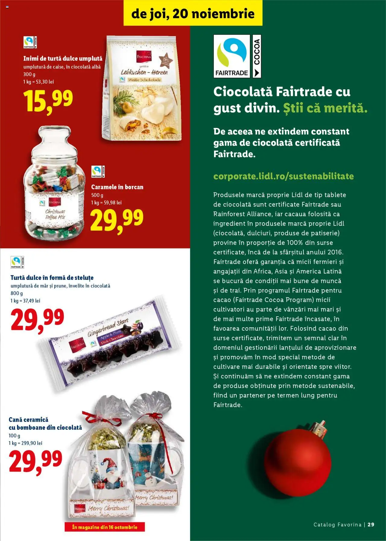 Noul catalog Lidl – valabil de la 16.10.2025 | Pagină: 29 | Produse: Borcan, Ciocolată, Bomboane, Turtă dulce