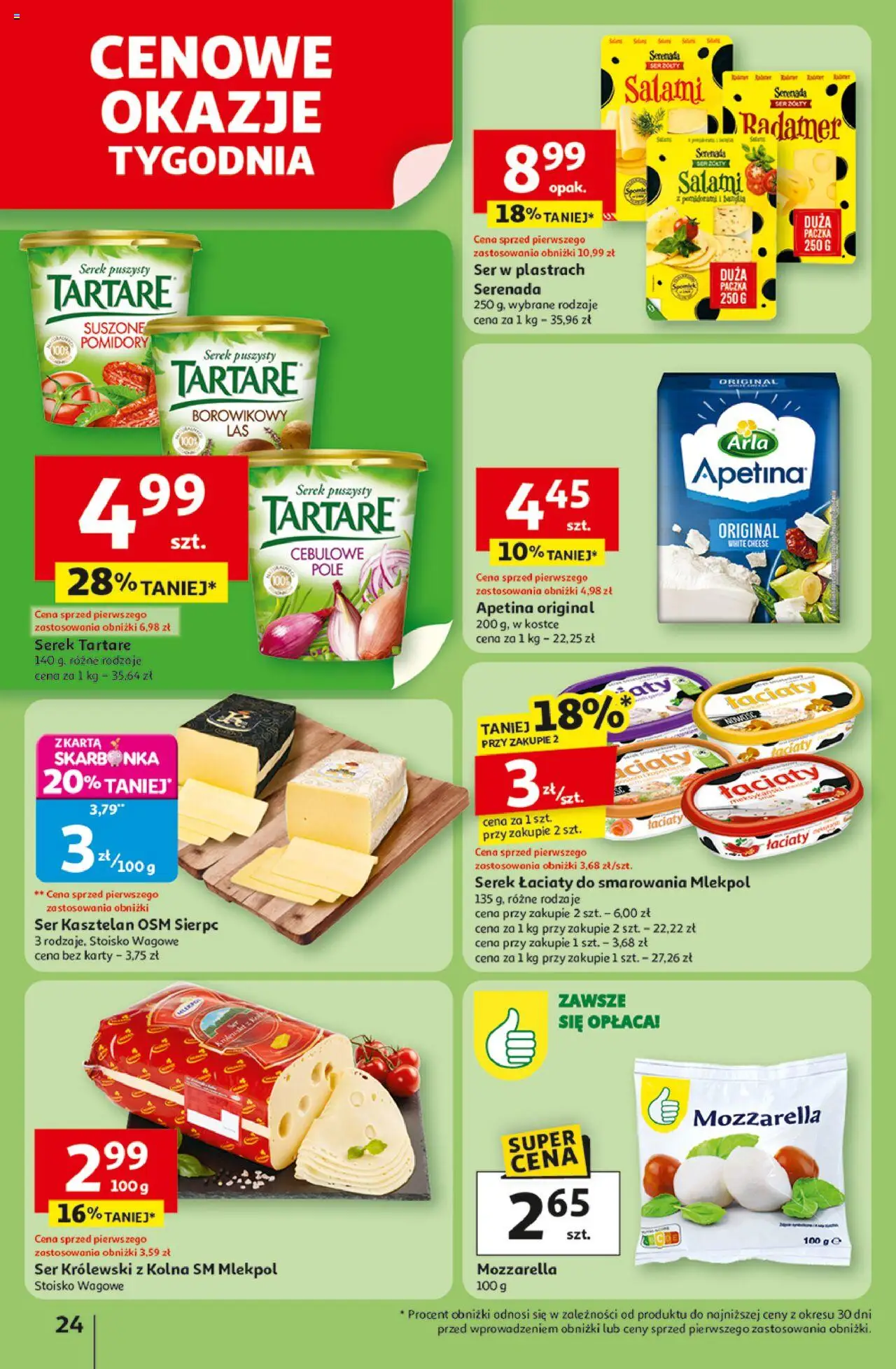 Auchan Gazetka - Pewność niskich cen Hipermarket od 07.08.2025 | Strona: 24 | Produkty: Ser żółty, Serek, Ser, Pomidory