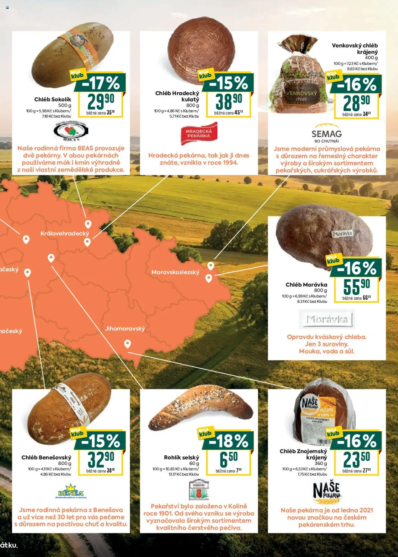 Billa Velký leták od 22.10.2025 | Strana: 13 | Produkty: Voda, Chléb, Rohlík, Pekárna