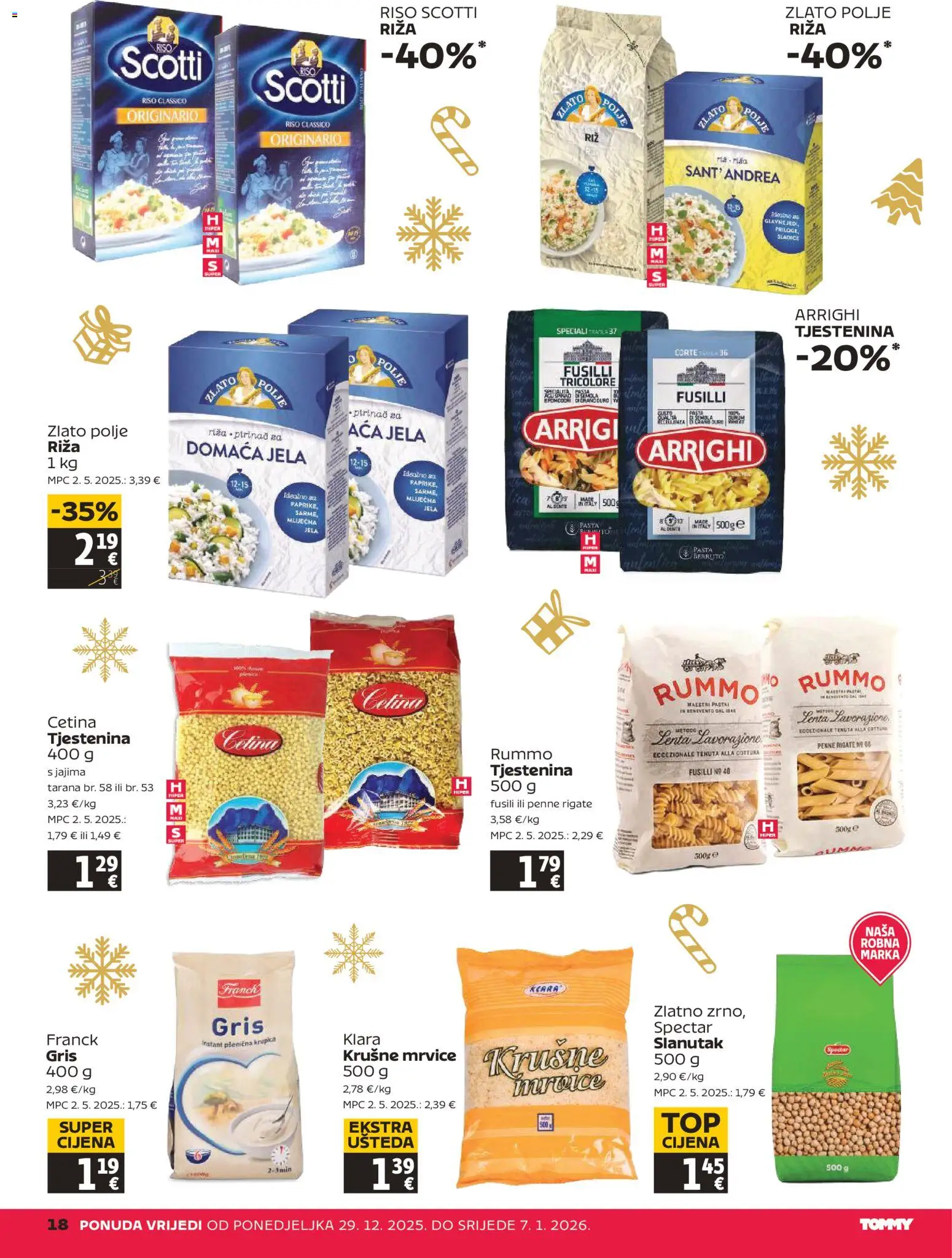 Tommy katalog | vrijedi od 29.12.2025 | Stranica: 18 | Proizvodi: Krušne mrvice, Riža, Krupica, Slanutak