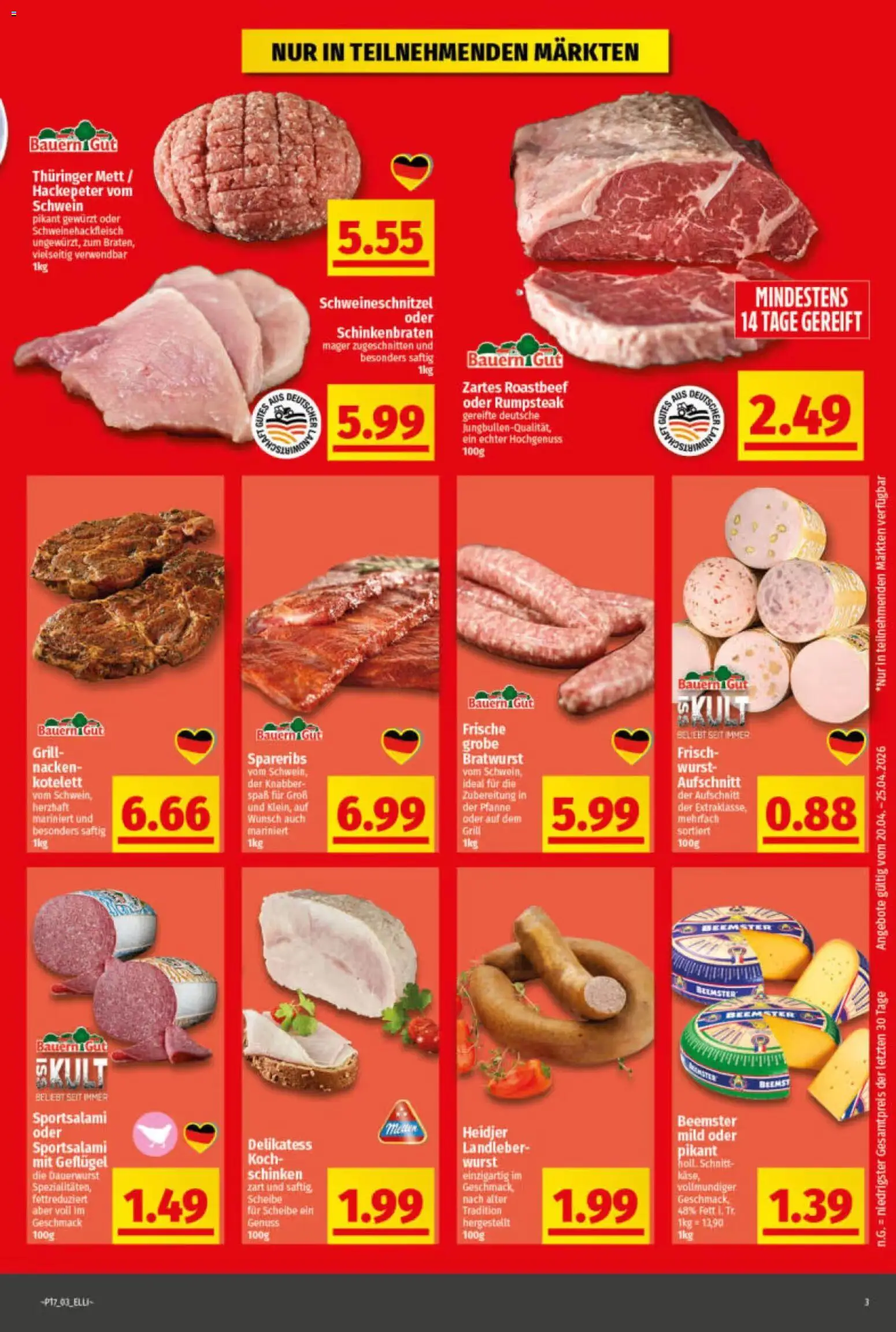 Elli Markt Prospekt Greffen – gültig ab 20.04.2026 | Seite: 3 | Produkte: Grill, Bratwurst, Wurst, Schinken