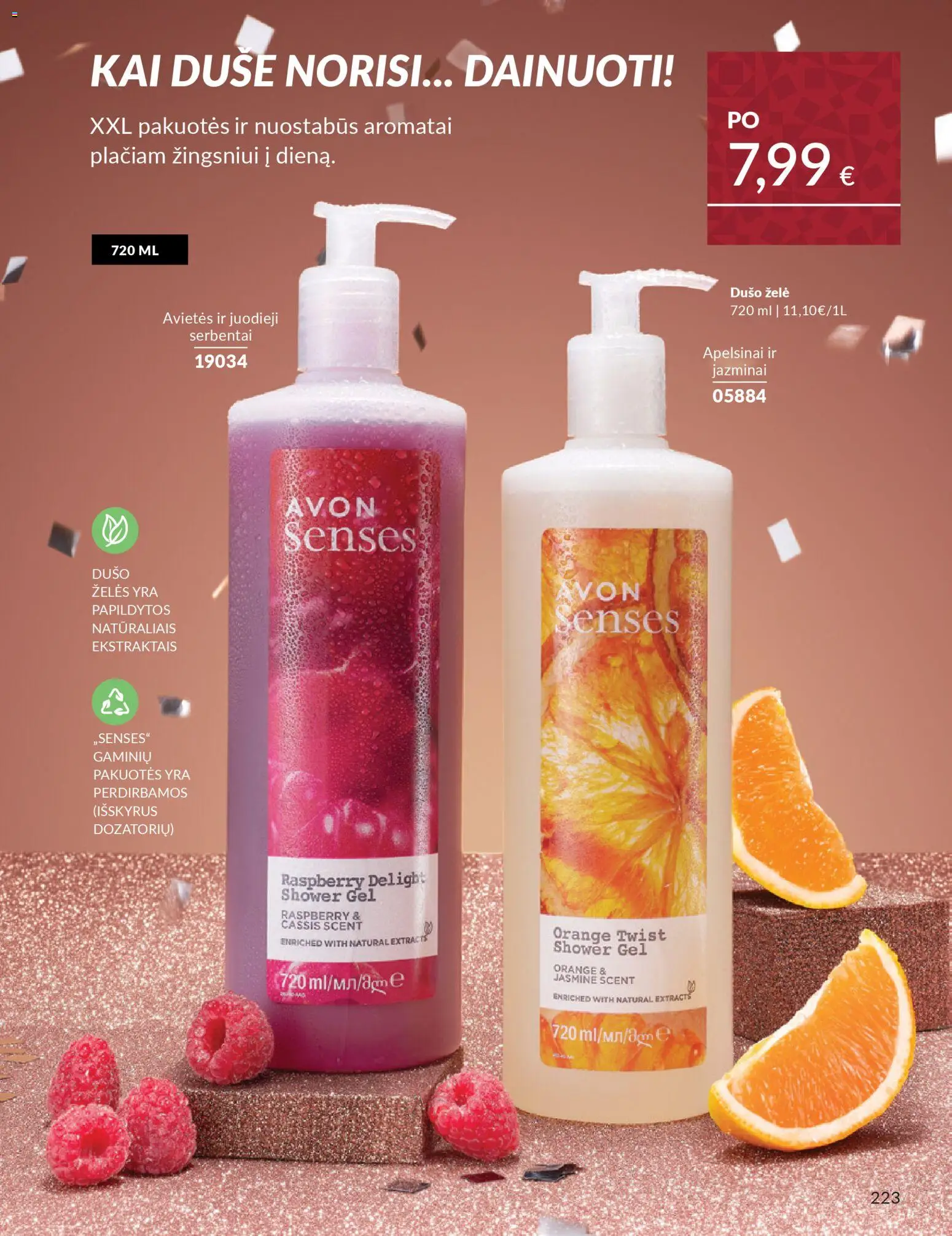 AVON akcijos nuo 01.11.2025 | Puslapis: 223 | Prekių: Dušo želė, Apelsinai