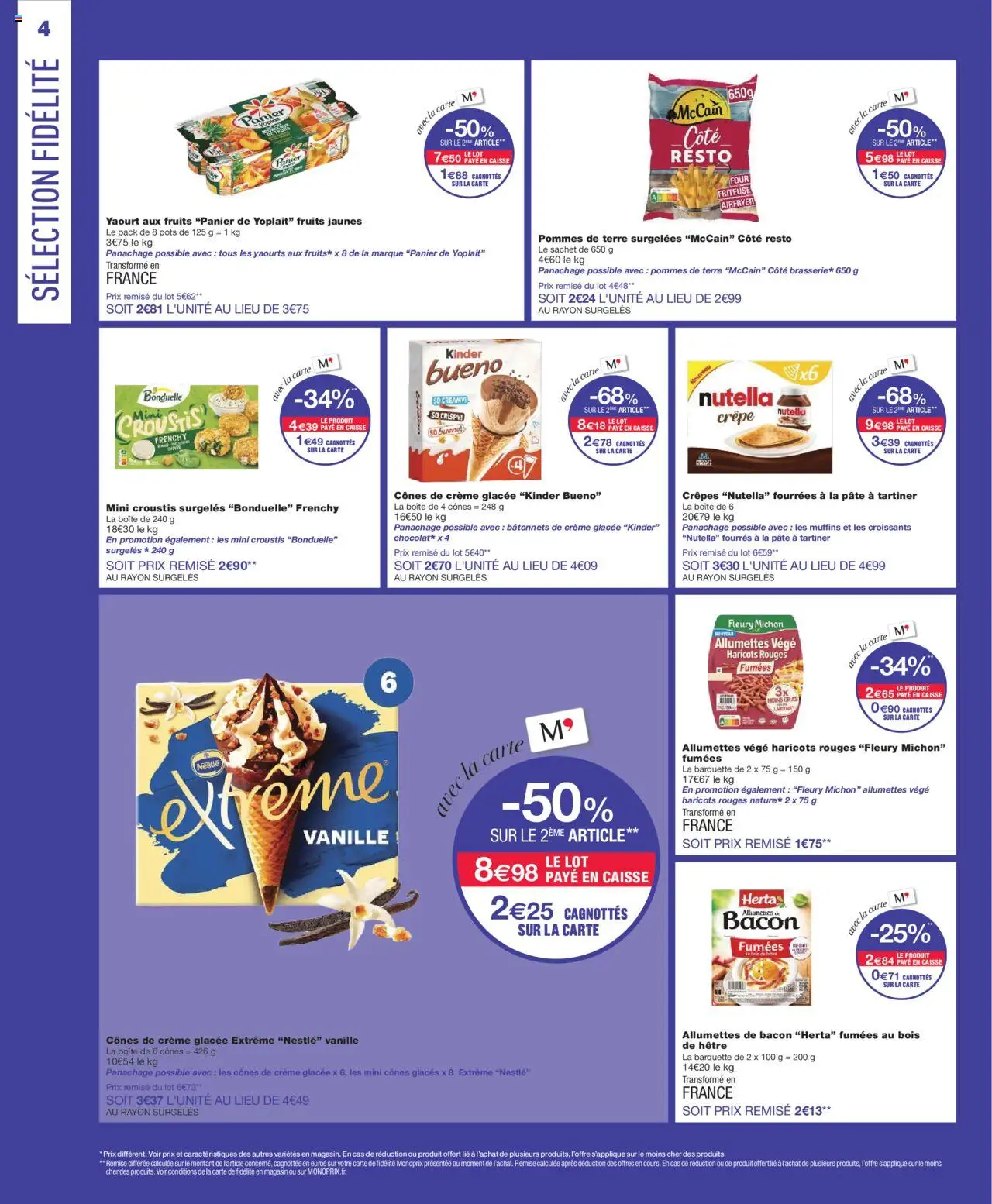 {H1} | Page: 4 | Produits: Friteuse, Haricots rouges, Pommes, Crème