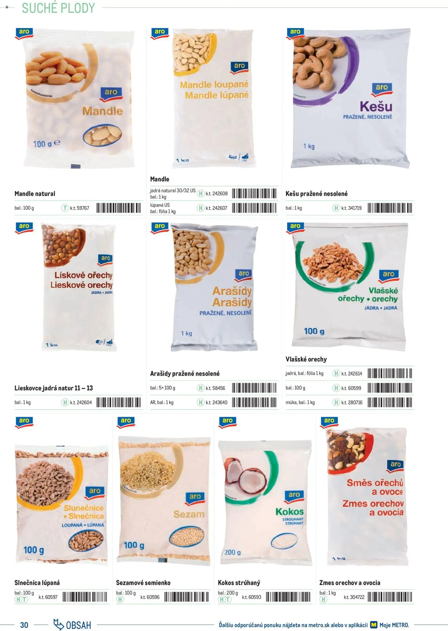 Nové Metro akcie – leták je platný od 01.01.2025 | Strana: 30 | Produkty: Orechy, Arašidy, Mandle, Vlašské orechy