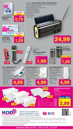 KODi Prospekt 	 ab 16.03.2026 gültig | Seite: 11 | Produkte: Kabel, Batterien, Batterie