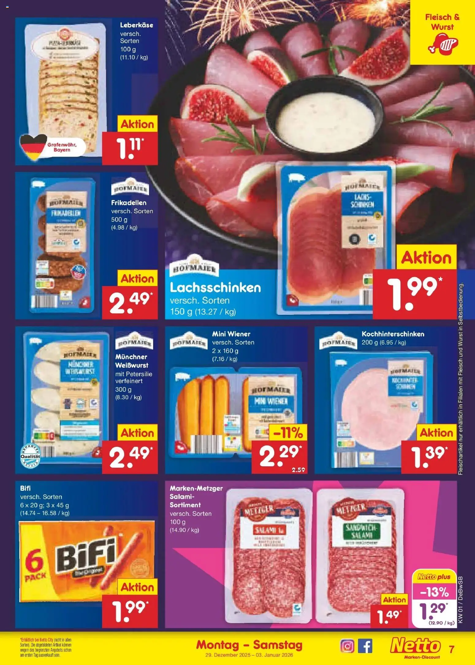 Netto Marken-Discount prospekt Waiblingen-Bittenfeld	 – gültig ab 28.12.2025 | Seite: 7 | Produkte: Bifi, Wurst, Fleisch, Leberkase