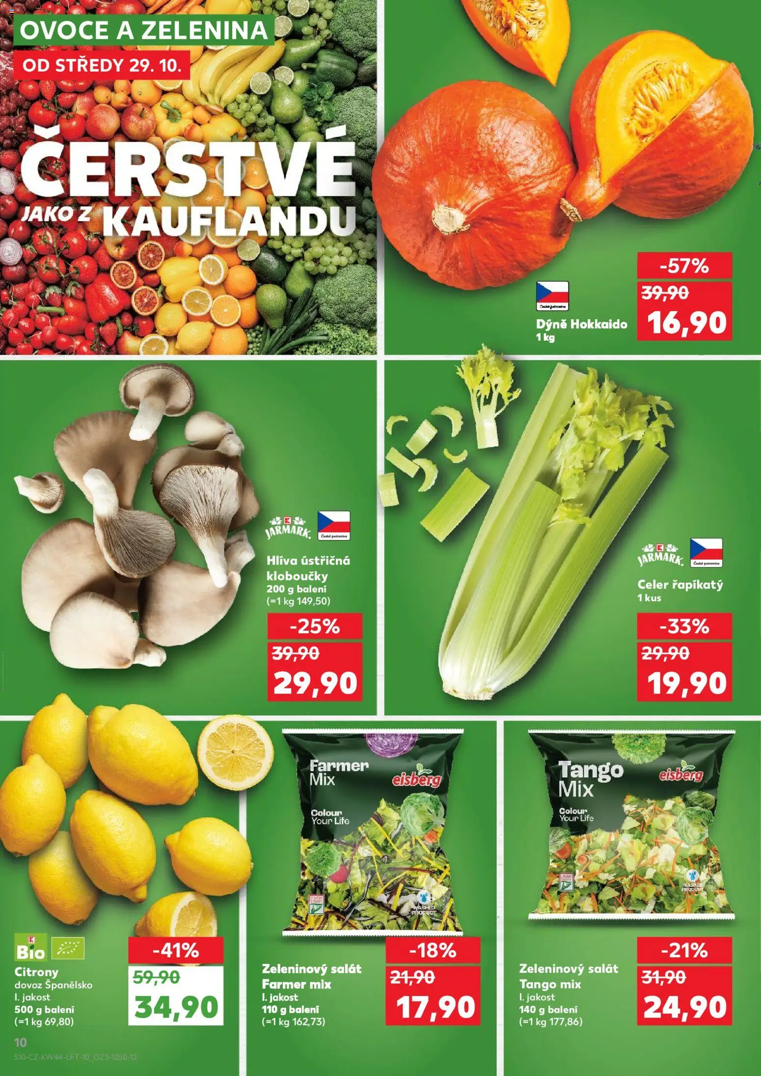 Kaufland leták - Kolín od 29.10.2025 | Strana: 10 | Produkty: Hlíva ústřičná, Zelenina, Citróny, Dýně