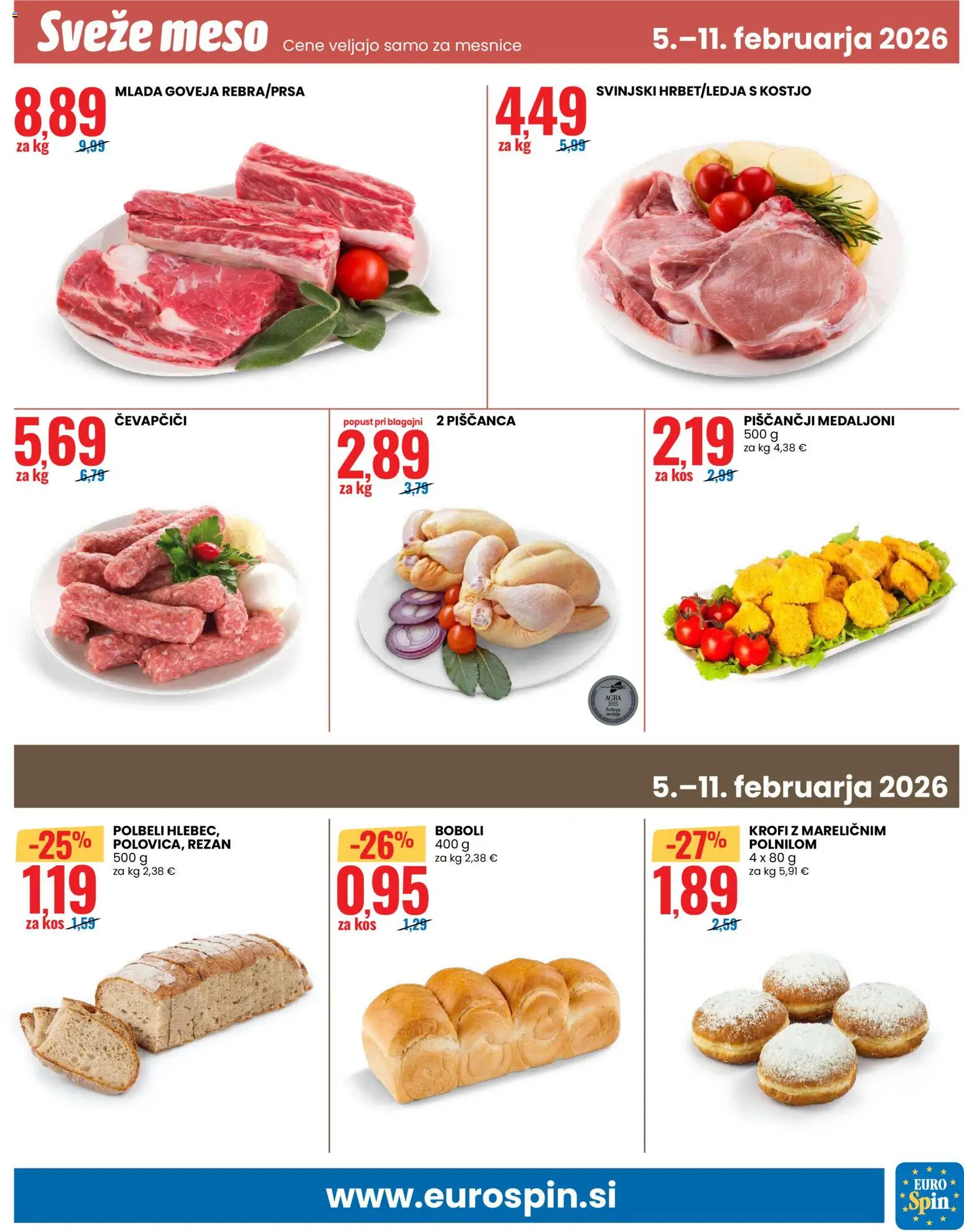 Novi Eurospin katalog ponudbe – veljaven od 05.02.2026 | Stran: 13 | Izdelki: Čevapčiči, Kos