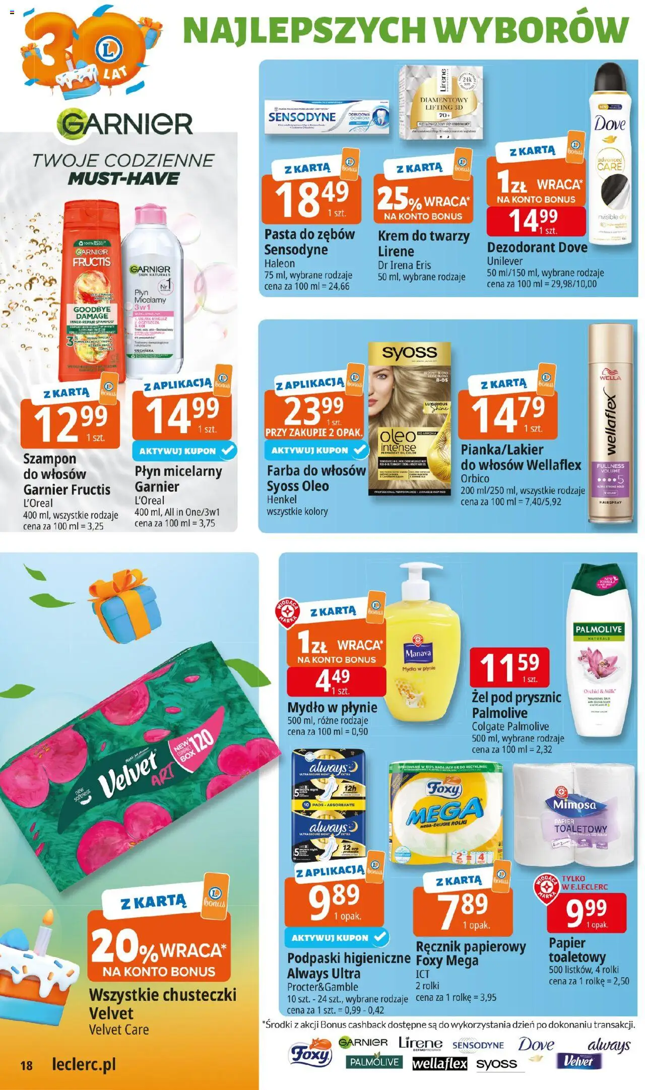E.Leclerc Gazetka - Tychy od 16.09.2025 | Strona: 18 | Produkty: Karta, Krem, Pasta do zębów, Ręcznik papierowy