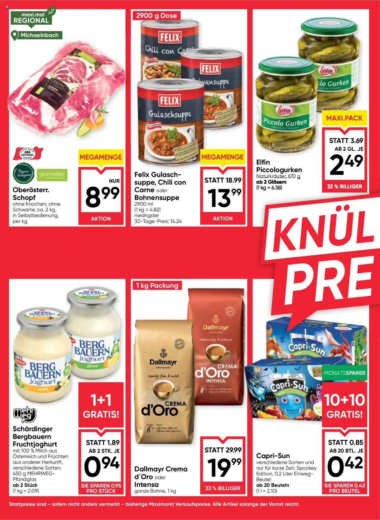 Maximarkt Flugblatt gültig ab 16.10.2025 | Seite: 4 | Produkte: Gurken, Chili, Milch, Joghurt