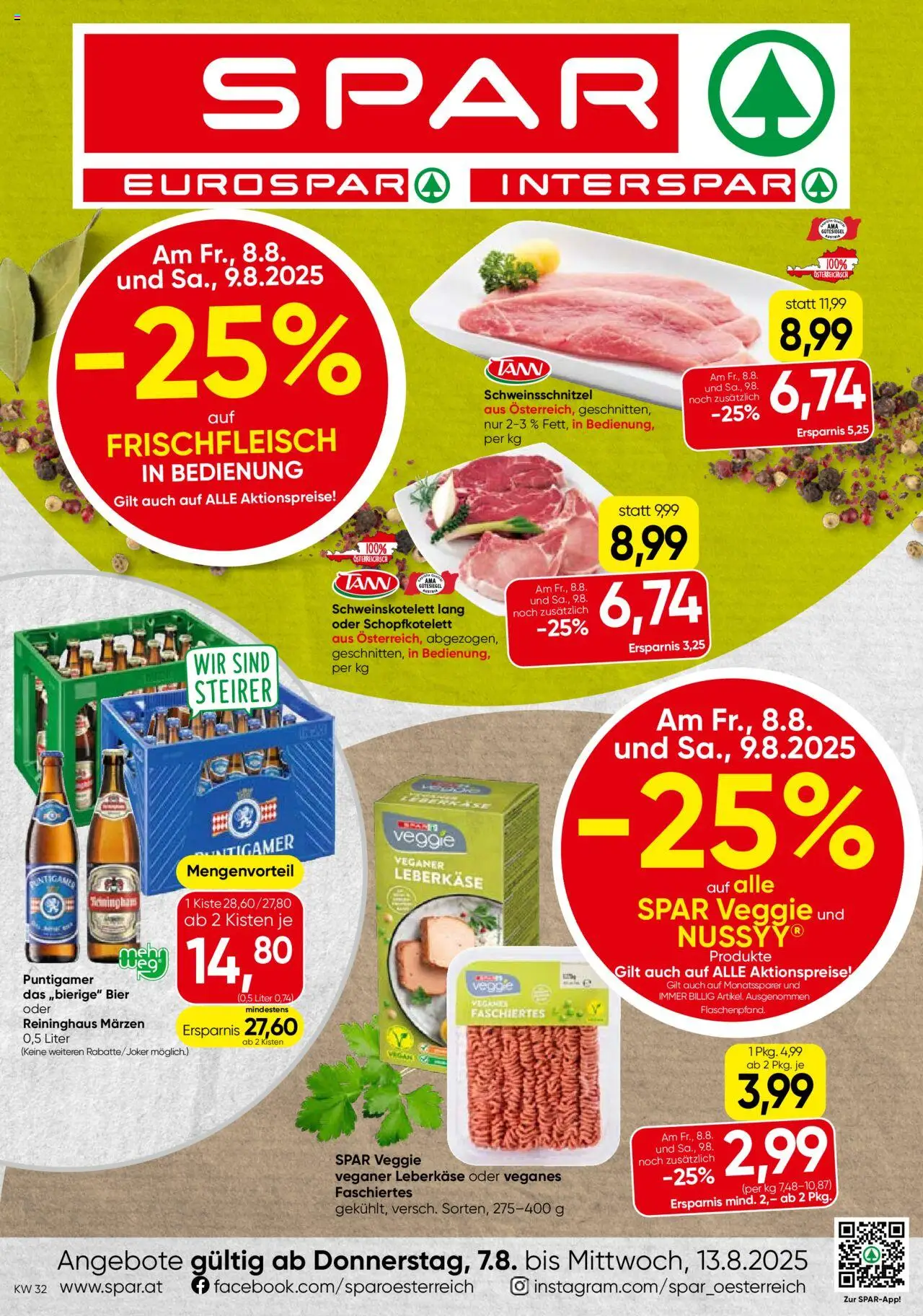 Spar Flugblatt - Steiermark gültig ab 07.08.2025 | Seite: 1 | Produkte: Bier