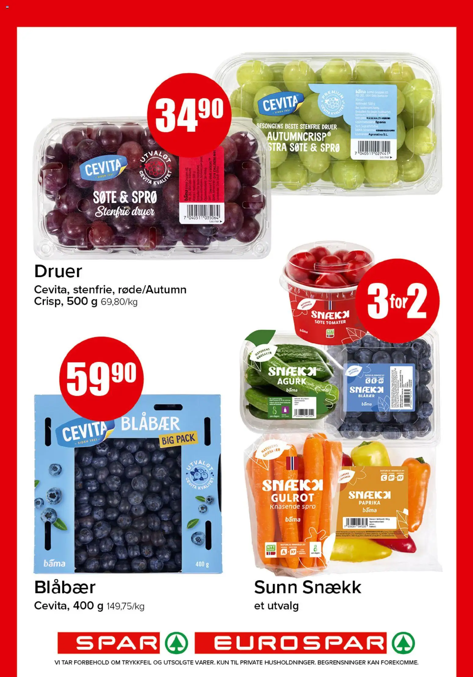 {H1} | Side: 5 | Produkter: Gulrot, Agurk, Druer, Paprika