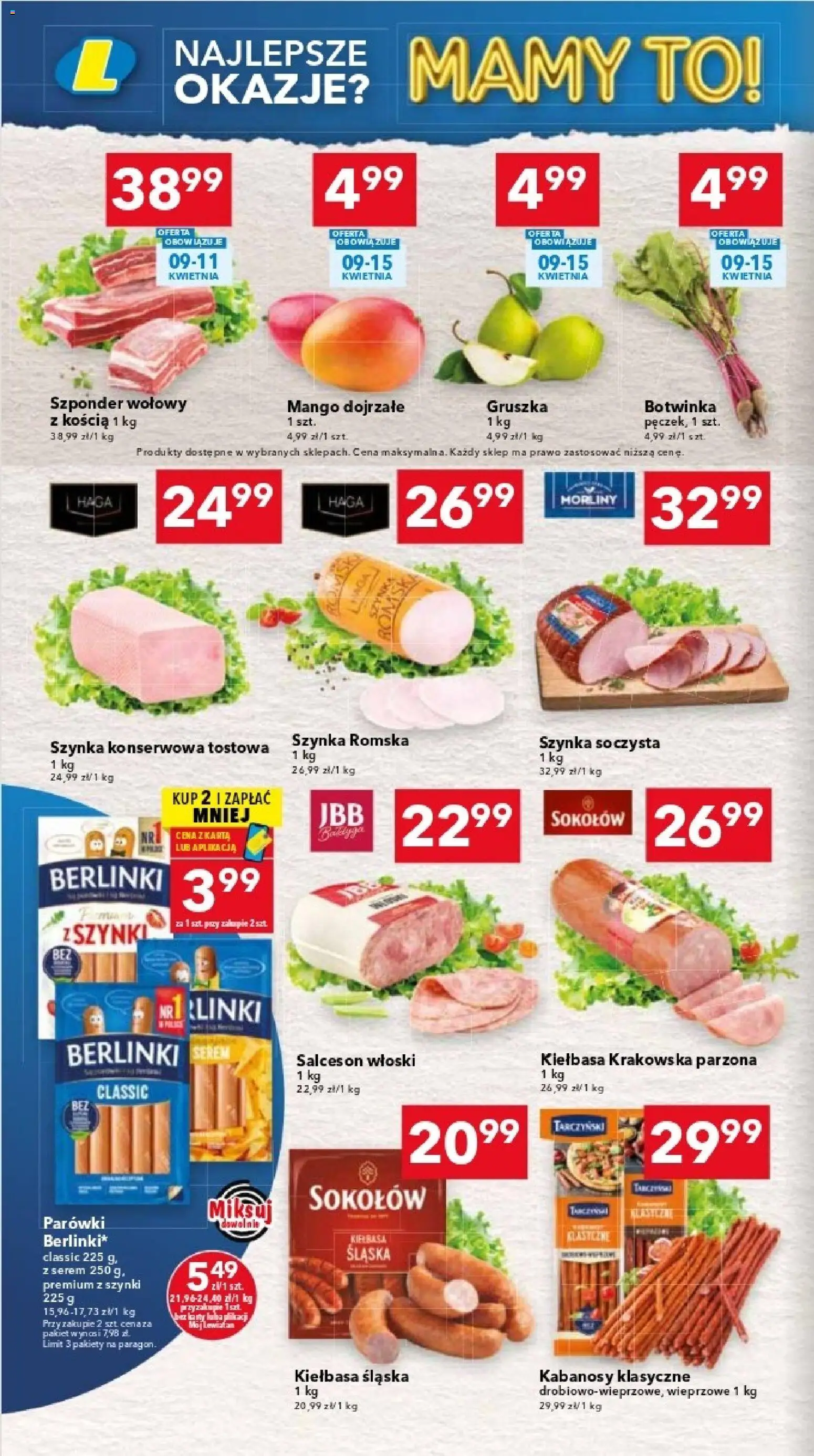 Lewiatan gazetka - Katowice od 09.04.2026 | Strona: 2 | Produkty: Kiełbasa, Kabanosy, Botwinka, Kiełbasa krakowska