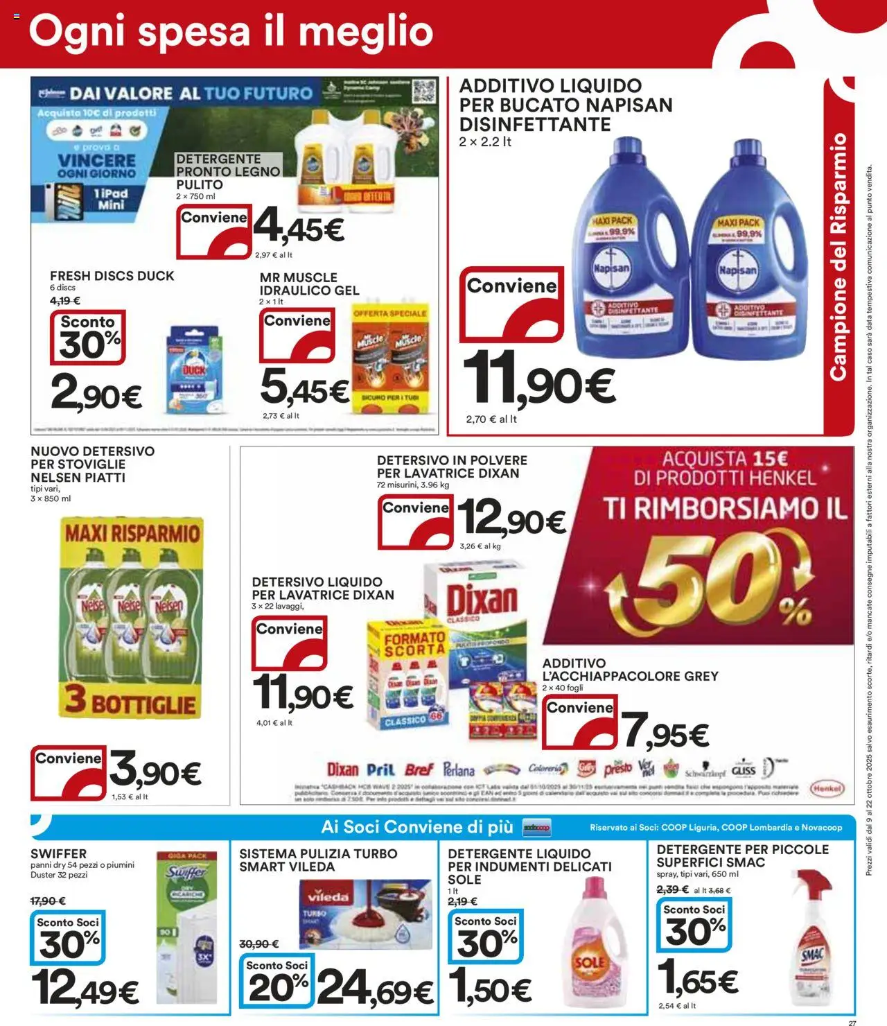 Volantino Ipercoop del 09.10.2025 | Pagina: 27 | Prodotti: Detersivo in polvere, Lavatrice, Data, Ipad