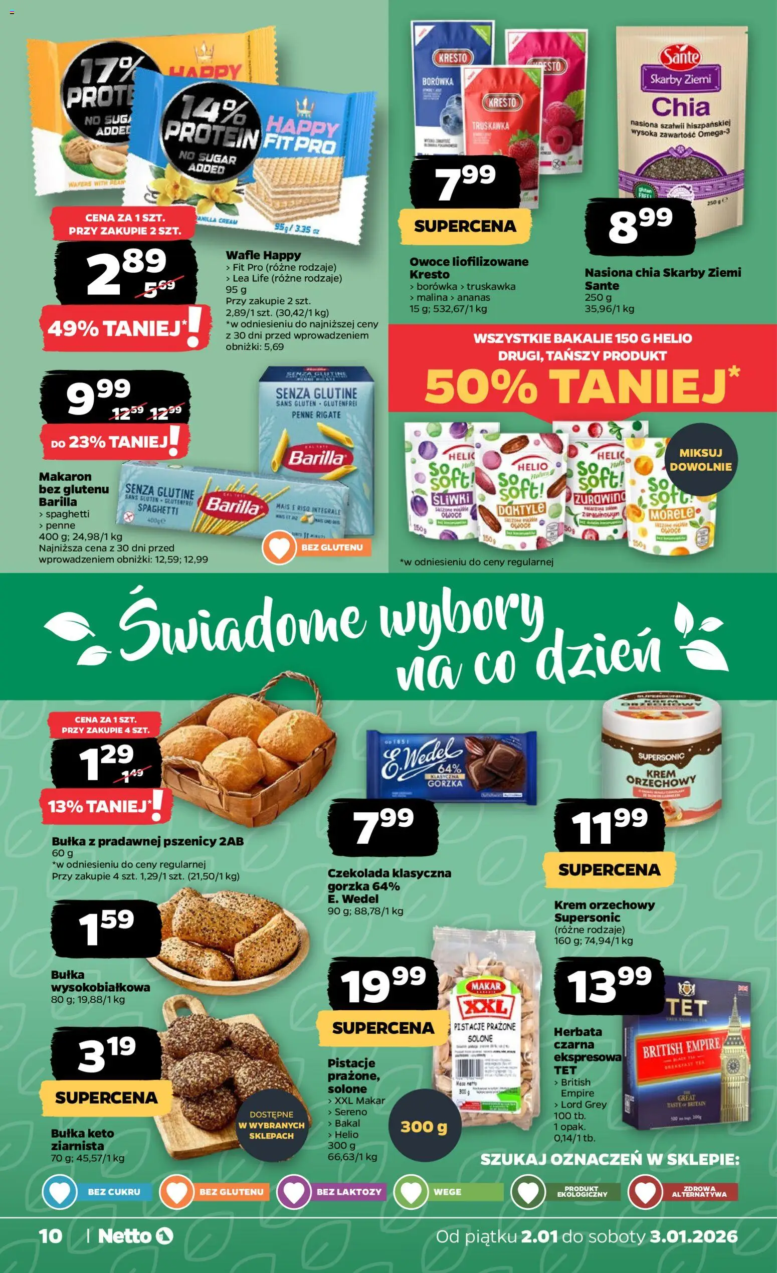 Netto gazetka - Spożywcza od 02.01.2026 | Strona: 10 | Produkty: Malina, Krem orzechowy, Herbata, Owoce