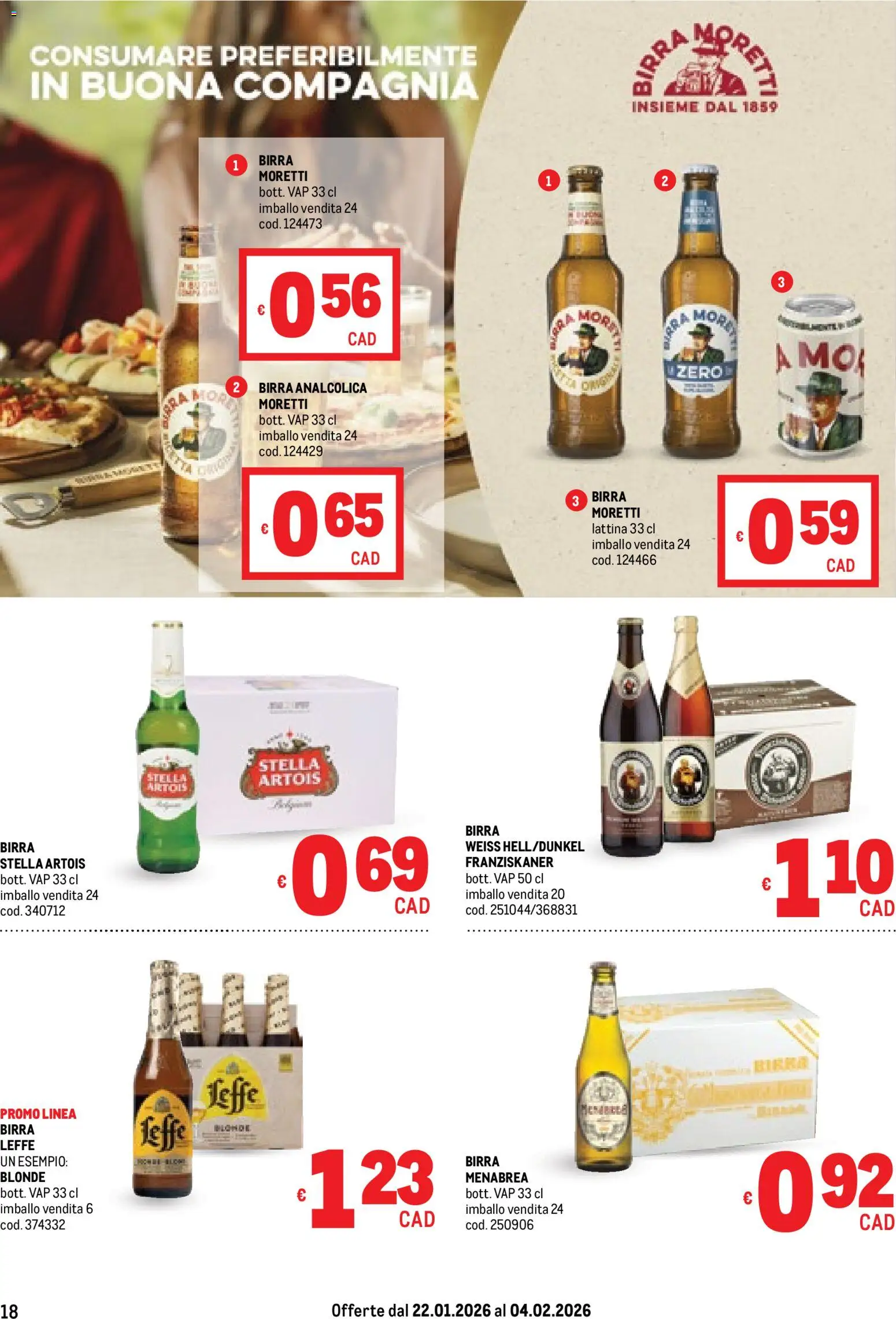 Volantino Metro del 22.01.2026 | Pagina: 18 | Prodotti: Birra, Birra Moretti