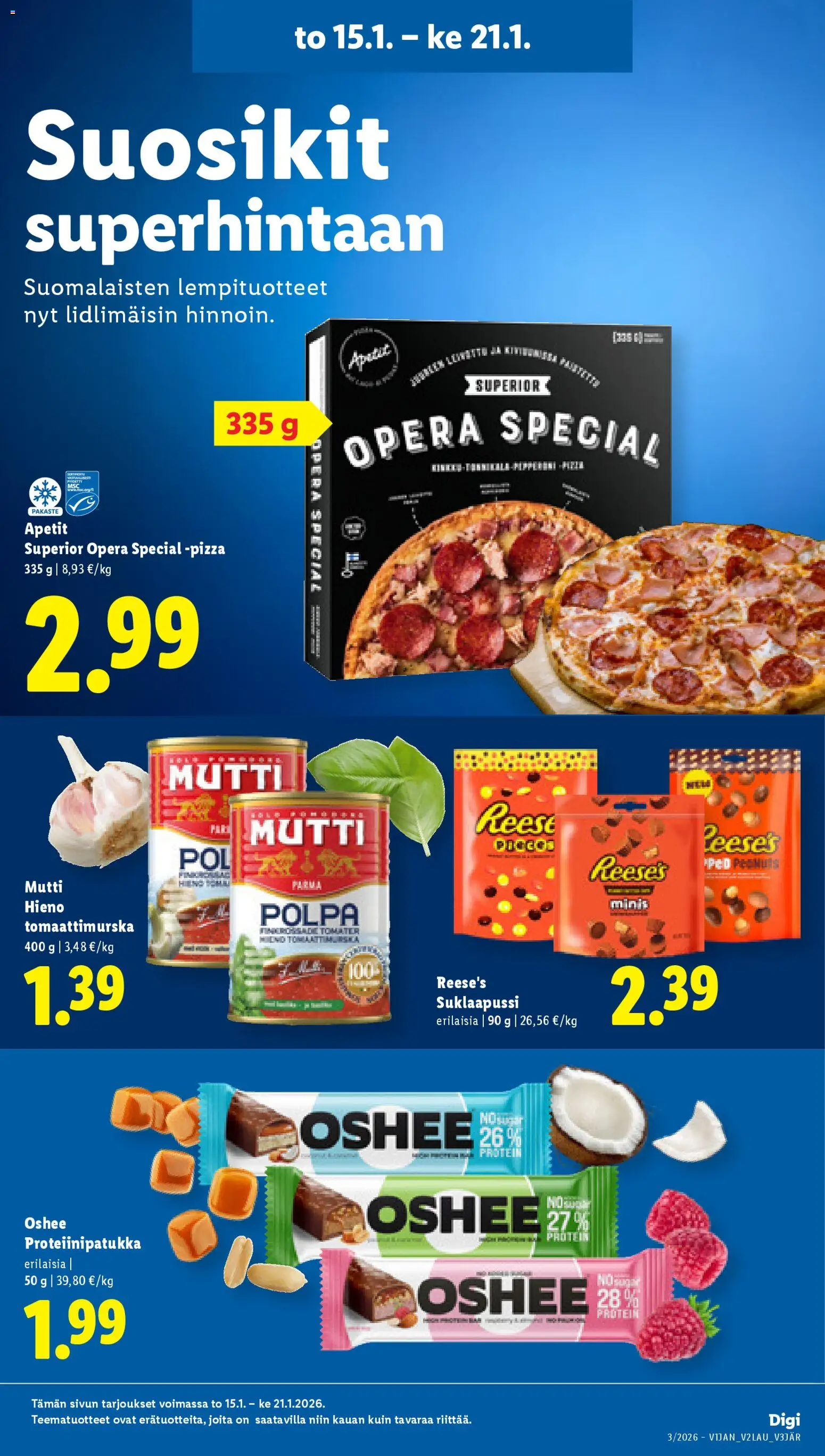 Lidl tarjoukset - Tampere – voimassa 15.01.2026 alkaen | Sivu: 13 | Tuotteet: Pizza, Proteiinipatukka