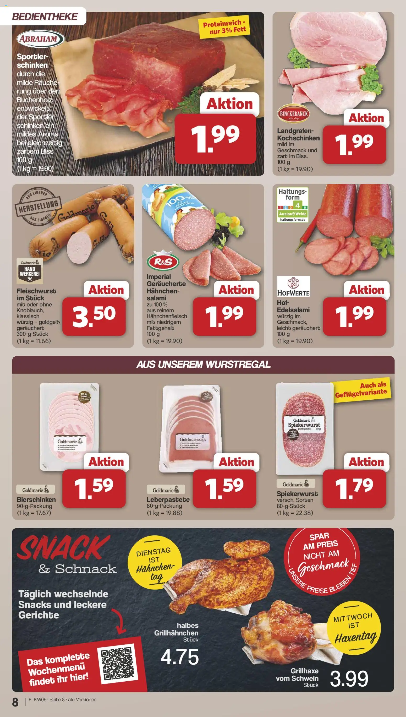 Famila Nordwest Prospekt 	 – gültig ab 26.01.2026 | Seite: 8 | Produkte: Hahnchen, Salami, Schinken