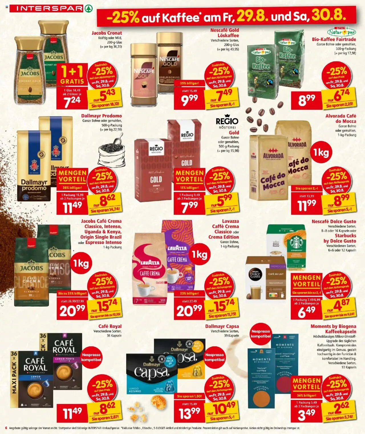 Interspar Flugblatt gültig ab 28.08.2025 | Seite: 6 | Produkte: Kaffee