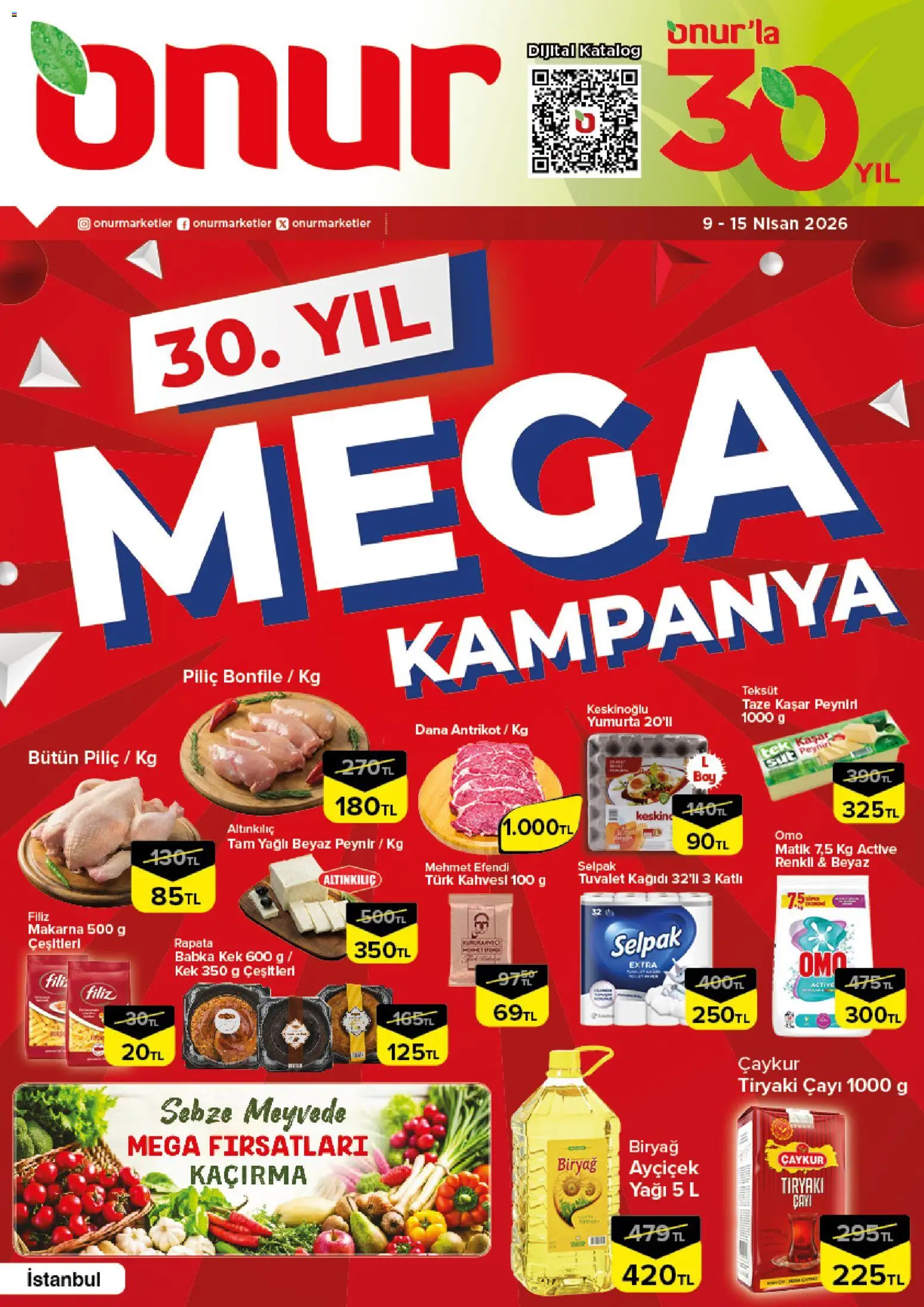 Onur Market Katalog - İstanbul - 09.04.2026 tarihinden itibaren geçerlidir | Sayfa: 1 | Ürünler: Tuvalet, Peynir, Piliç, Tuvalet kağıdı