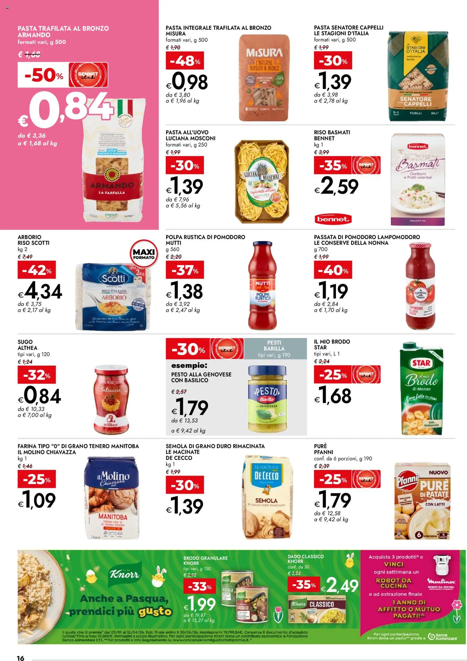 Volantino bennet del 23.03.2026 | Pagina: 16 | Prodotti: Riso, Latte, Passata di pomodoro, Mutti