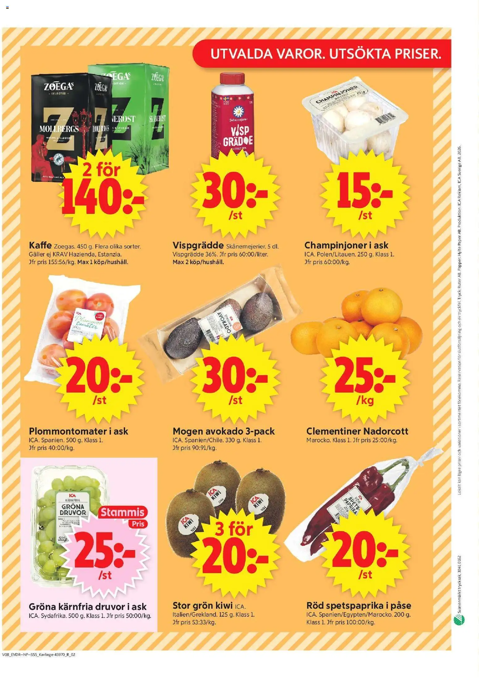 ICA Supermarket reklamblad aktuell från 16.02.2026 | Sida: 10 | Produkter: Visp, Plommon, Kaffe, Vispgrädde