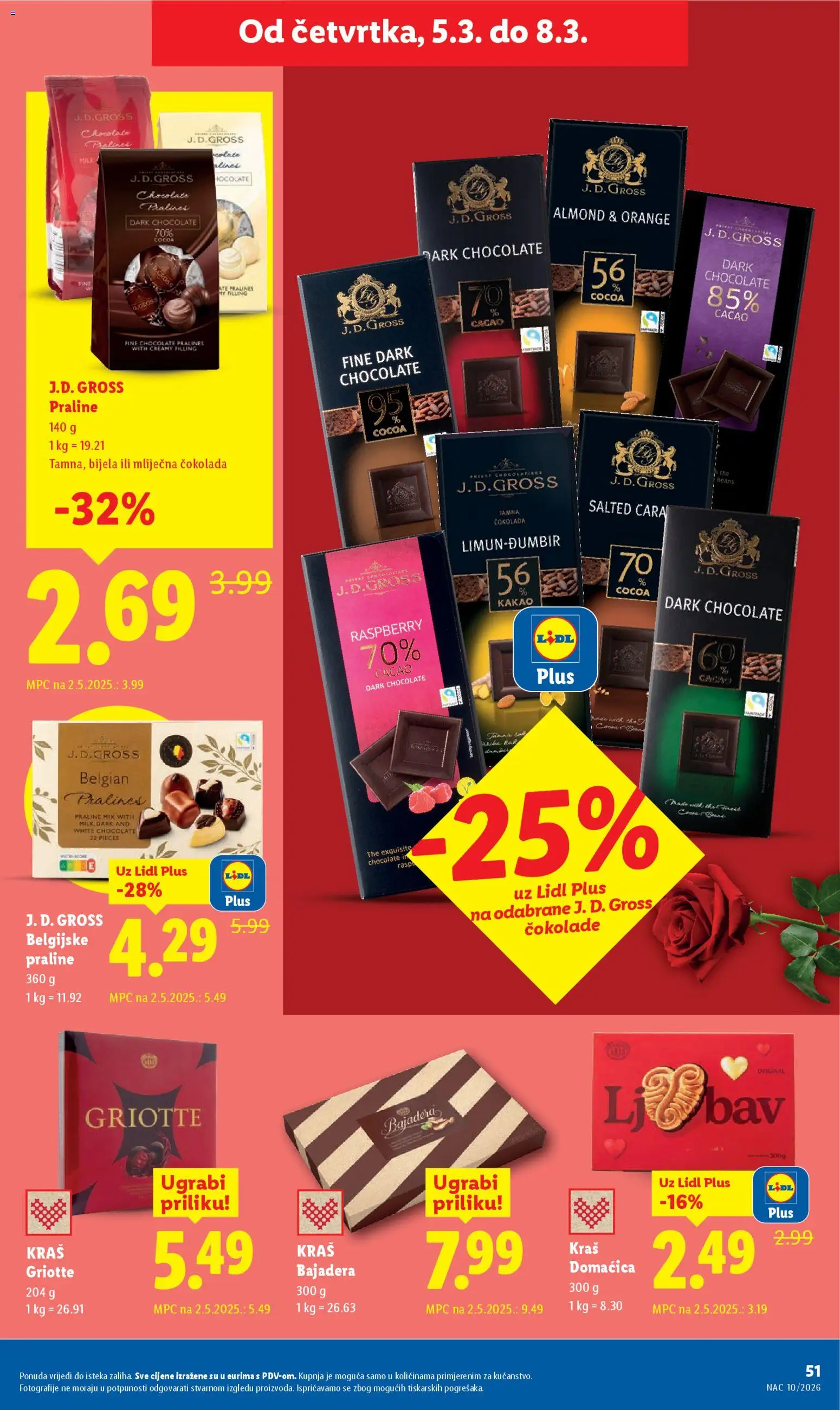 Lidl katalog | vrijedi od 02.03.2026 | Stranica: 51 | Proizvodi: Praline, Čokolada, Kakao