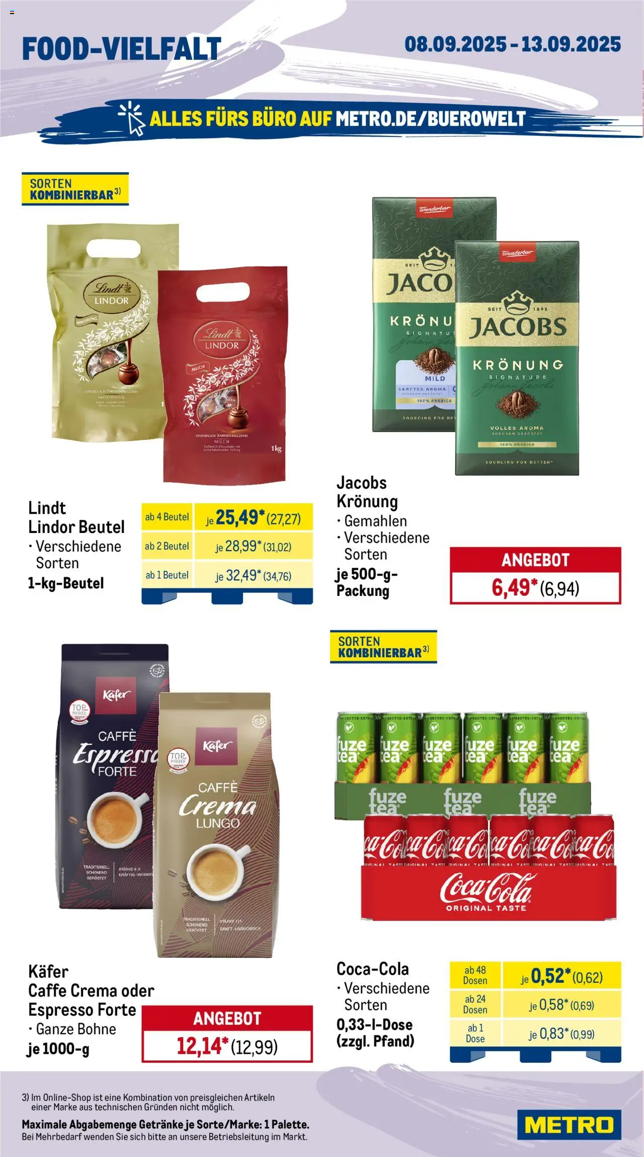 Metro Prospekt 	 – gültig ab 08.09.2025 | Seite: 12 | Produkte: Top, Coca cola, Cola, Lindt
