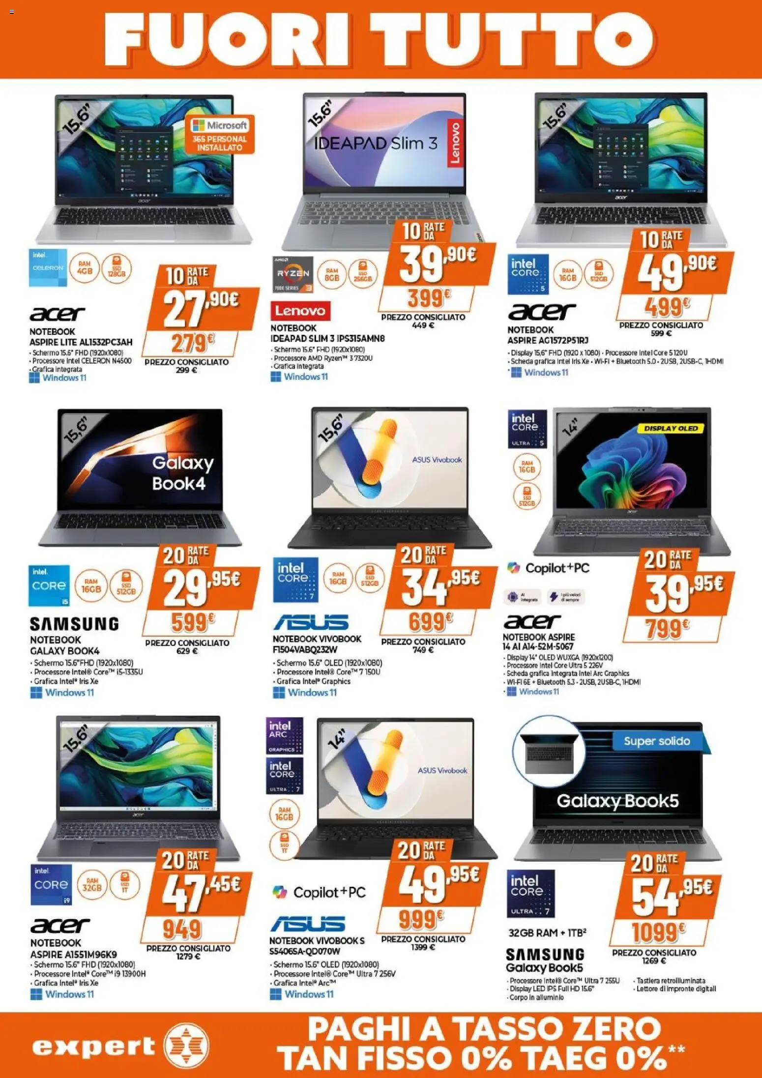 Volantino Expert del 15.01.2026 | Pagina: 13 | Prodotti: Schermo, Notebook, Alluminio, Samsung